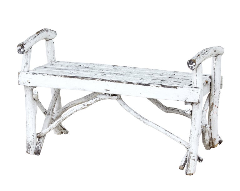 Unusual 5 Piece Painted Natural Wood Garden Set For Sale at 1stDibs