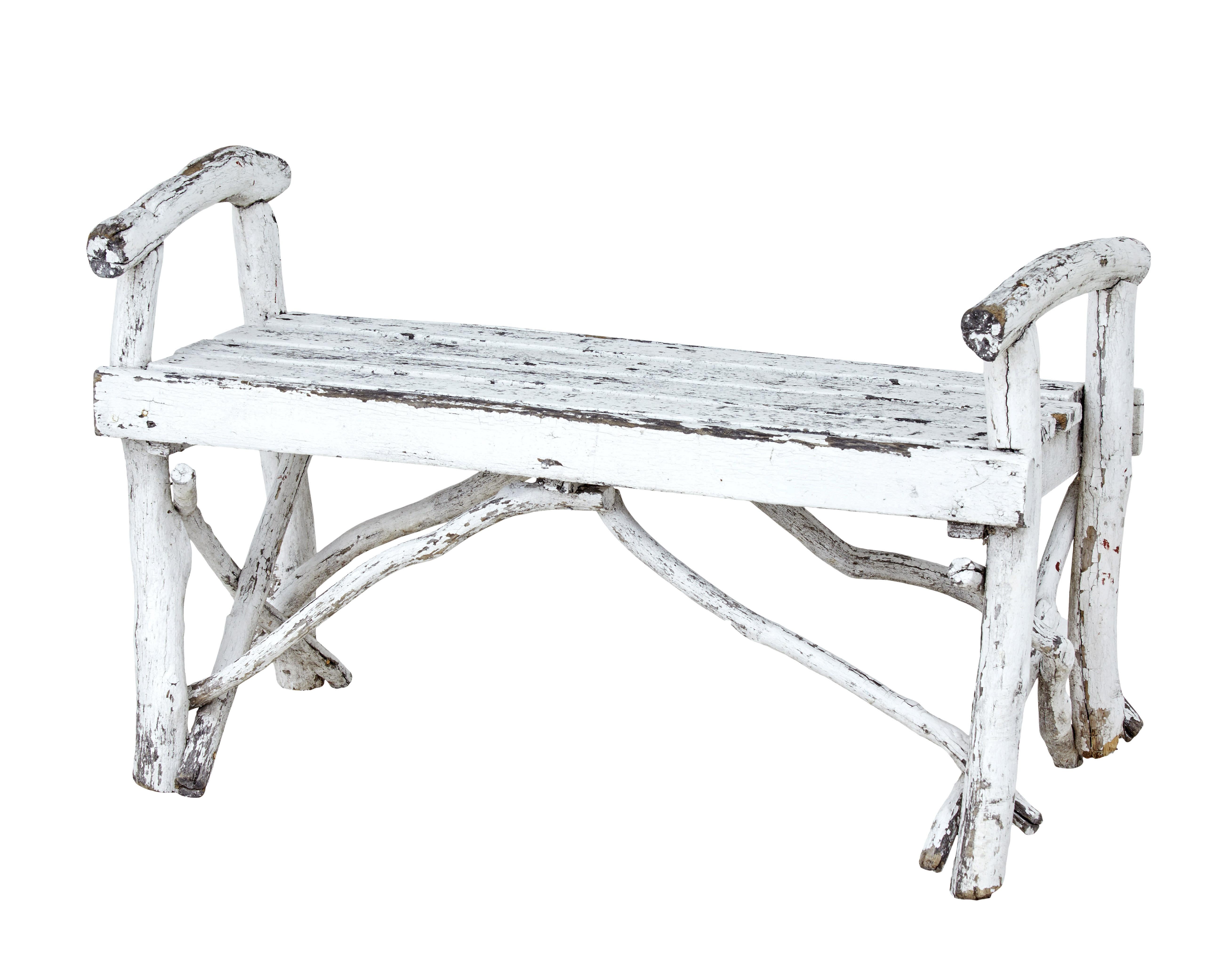 Unusual 5 piece painted natural wood garden set For Sale 4