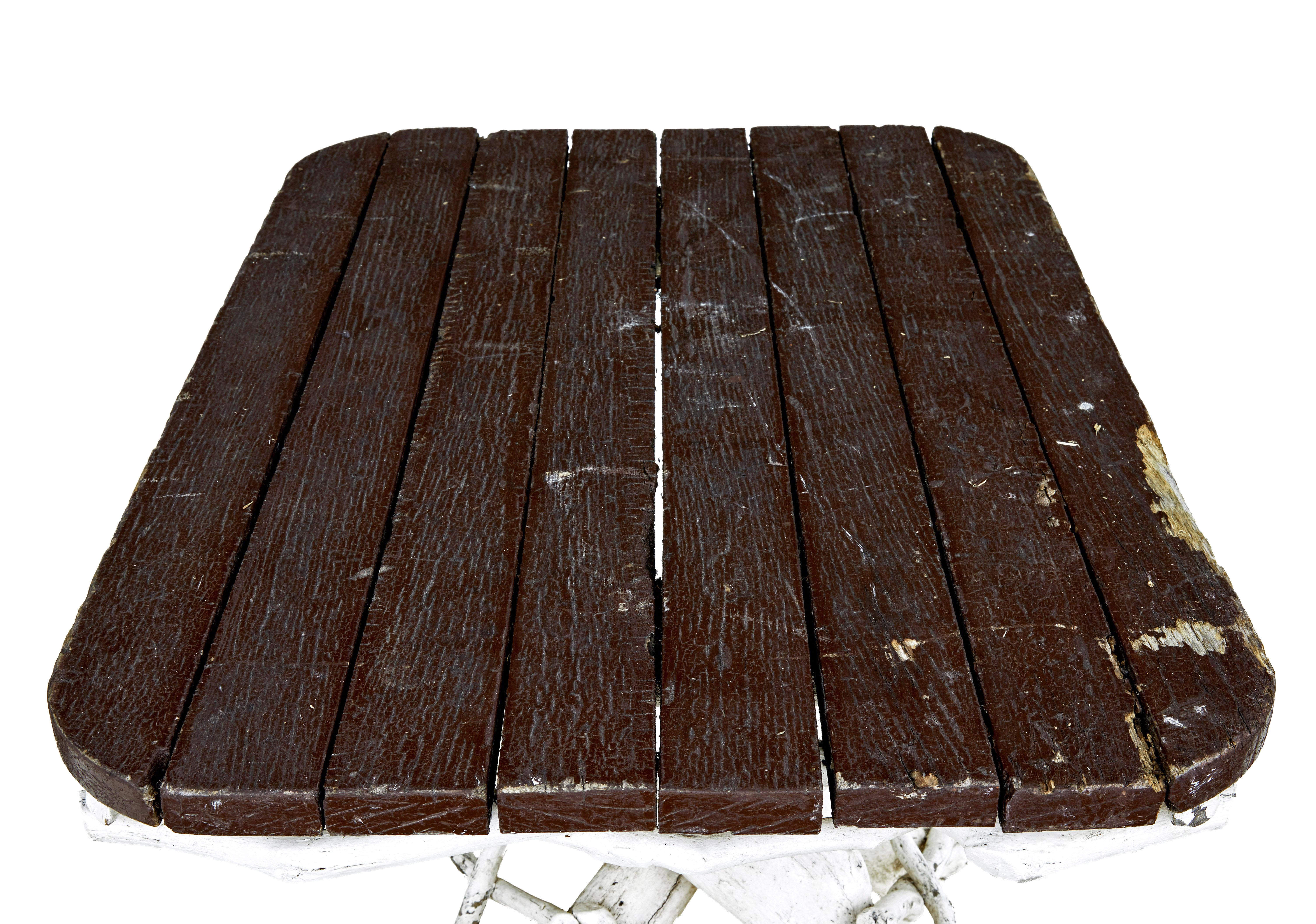 Hand-Crafted Unusual 5 piece painted natural wood garden set For Sale