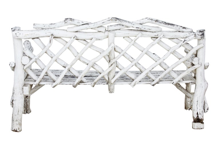 Unusual 5 Piece Painted Natural Wood Garden Set For Sale at 1stDibs