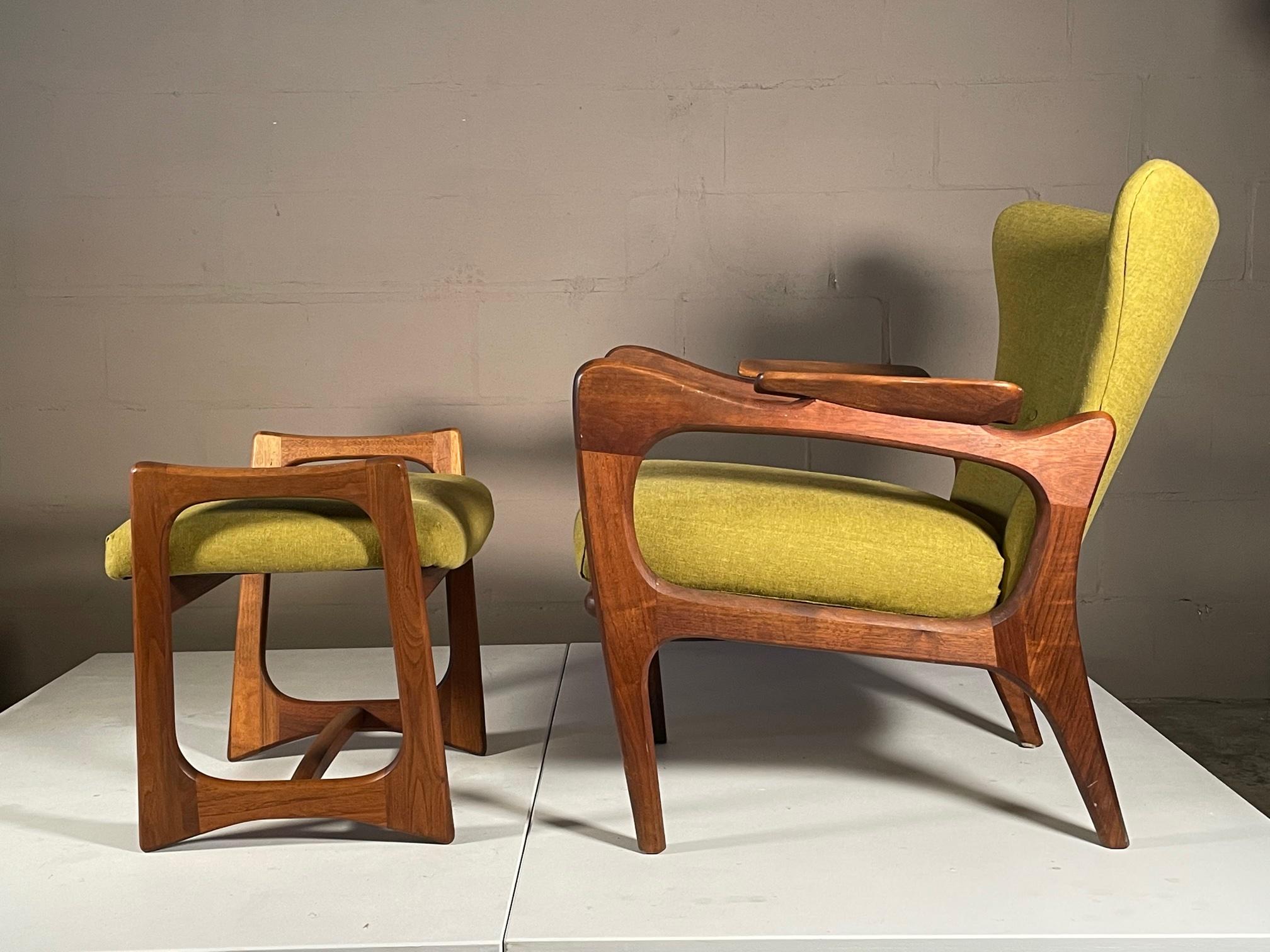 Mid-20th Century Unusual Adrian Pearsall Armchairs with Ottomans For Sale