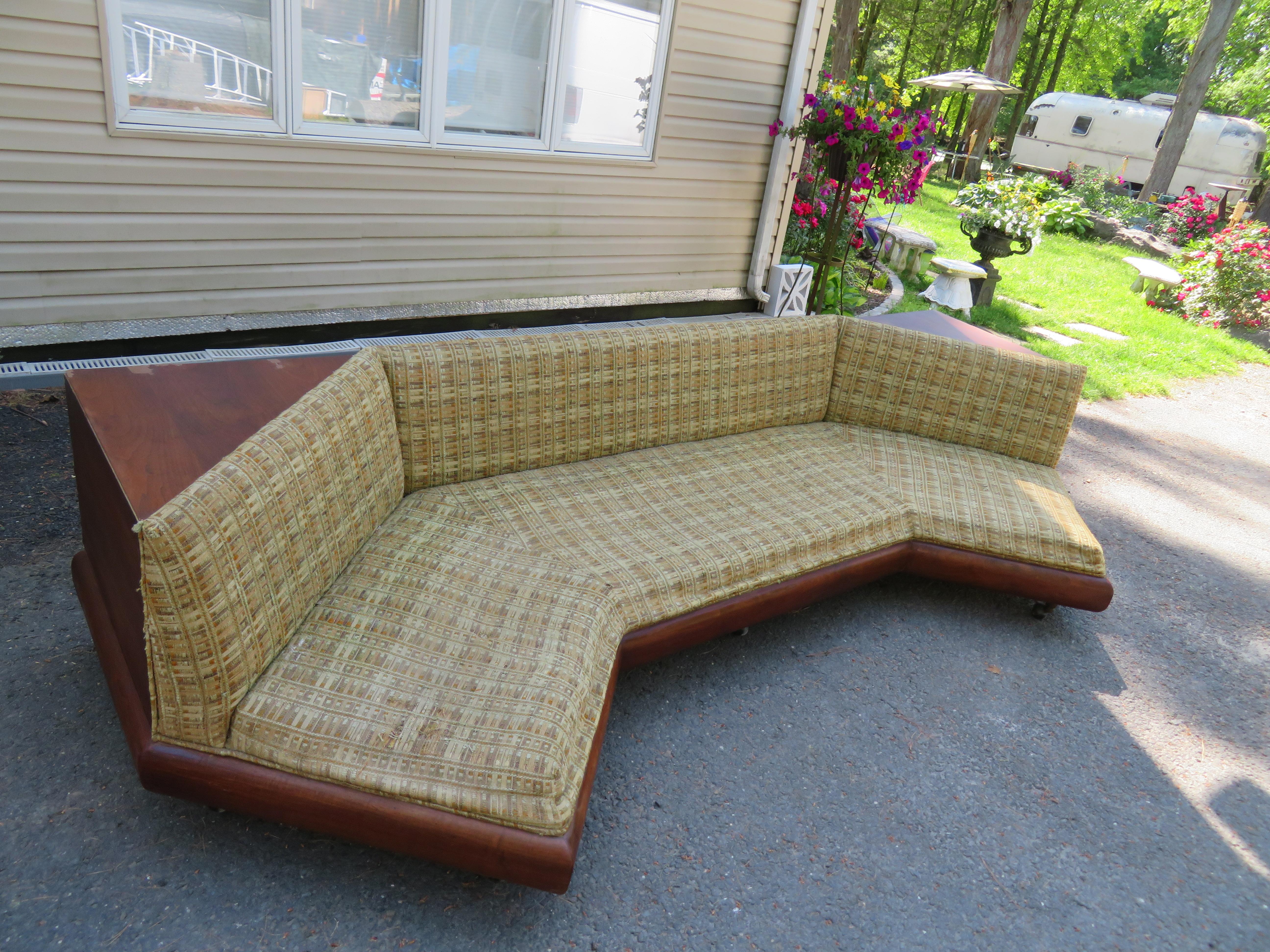 Unusual Adrian Pearsall Boomerang Walnut Sofa Mid-Century Modern For Sale 6