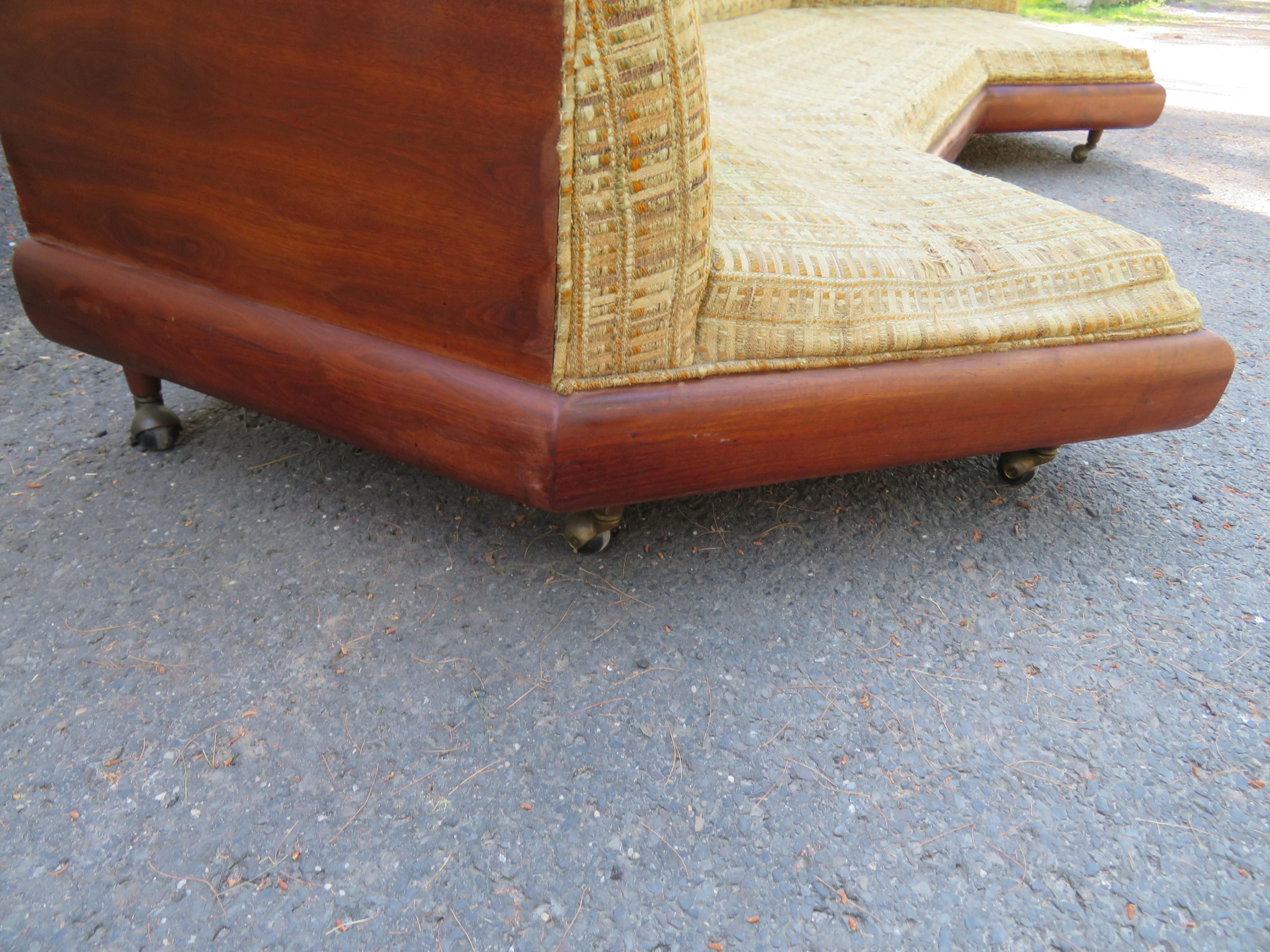 American Unusual Adrian Pearsall Boomerang Walnut Sofa Mid-Century Modern For Sale