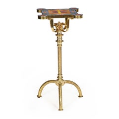 Unusual Aesthetic Movement Antique Brass and Tile Accent Table ca. 1900