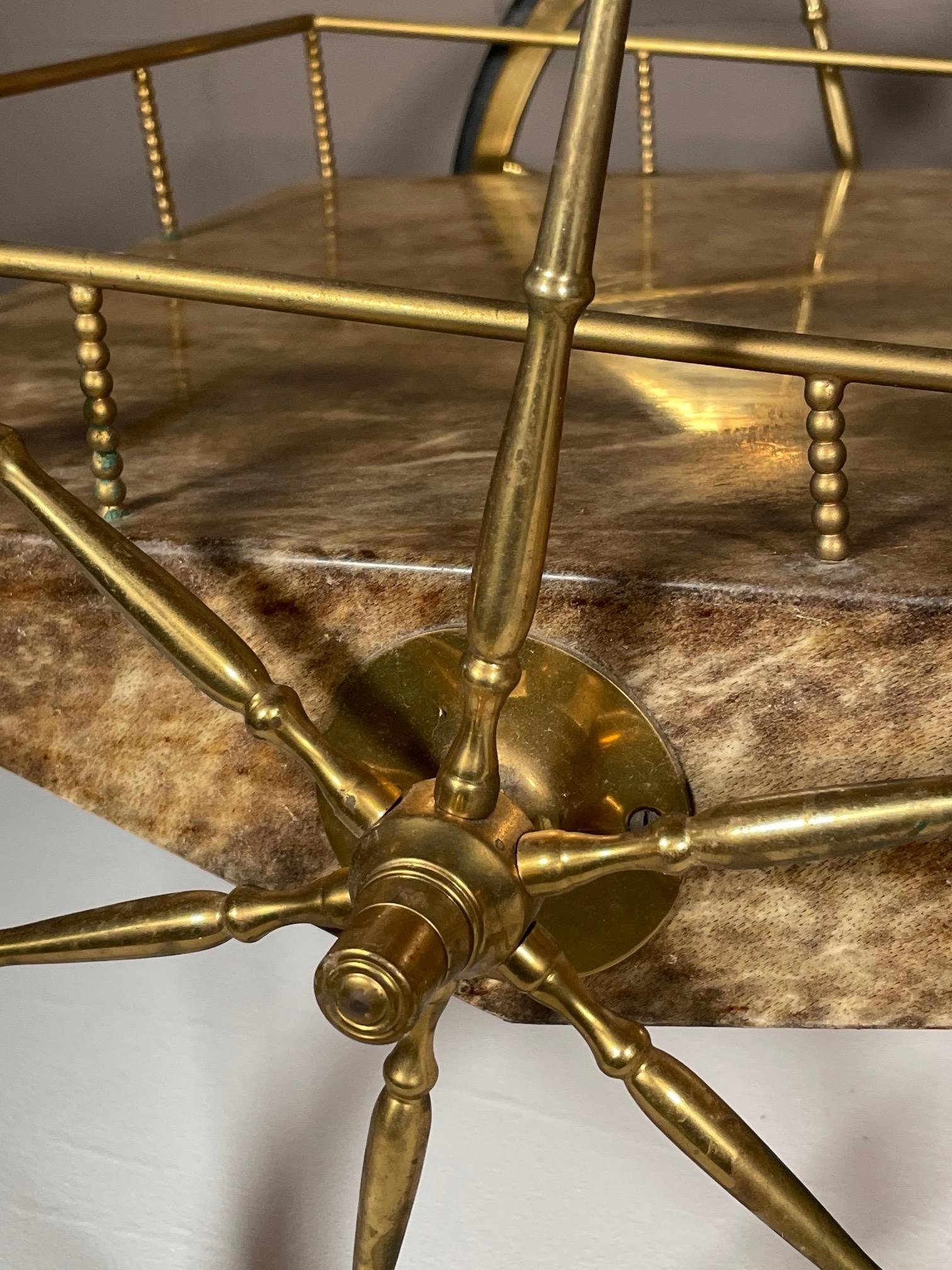 Unusual Aldo Tura Bar Cart Signed Ca' 1960's In Good Condition In St.Petersburg, FL