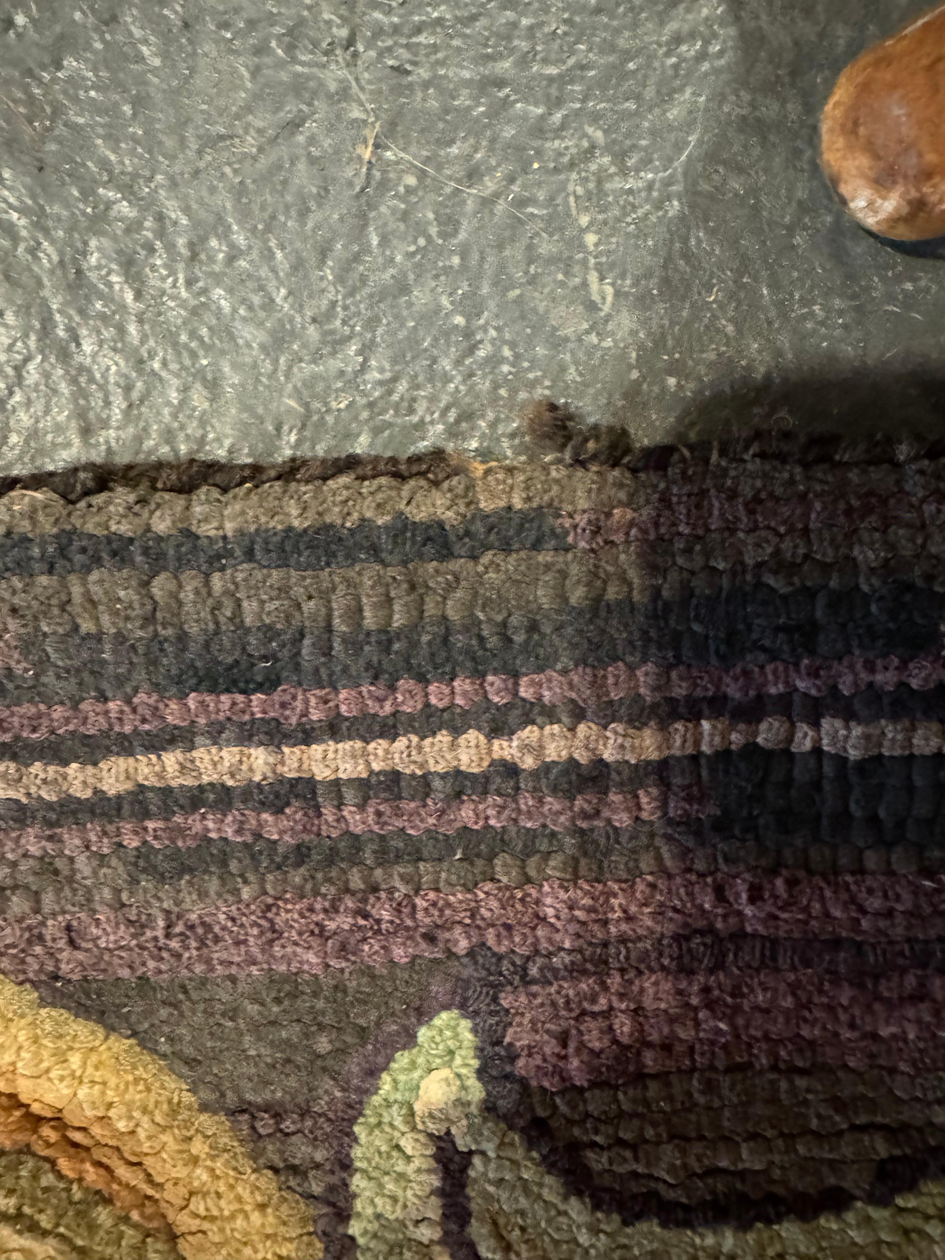 Unusual American Antique Geometric Hook Rug, c.1930s 2