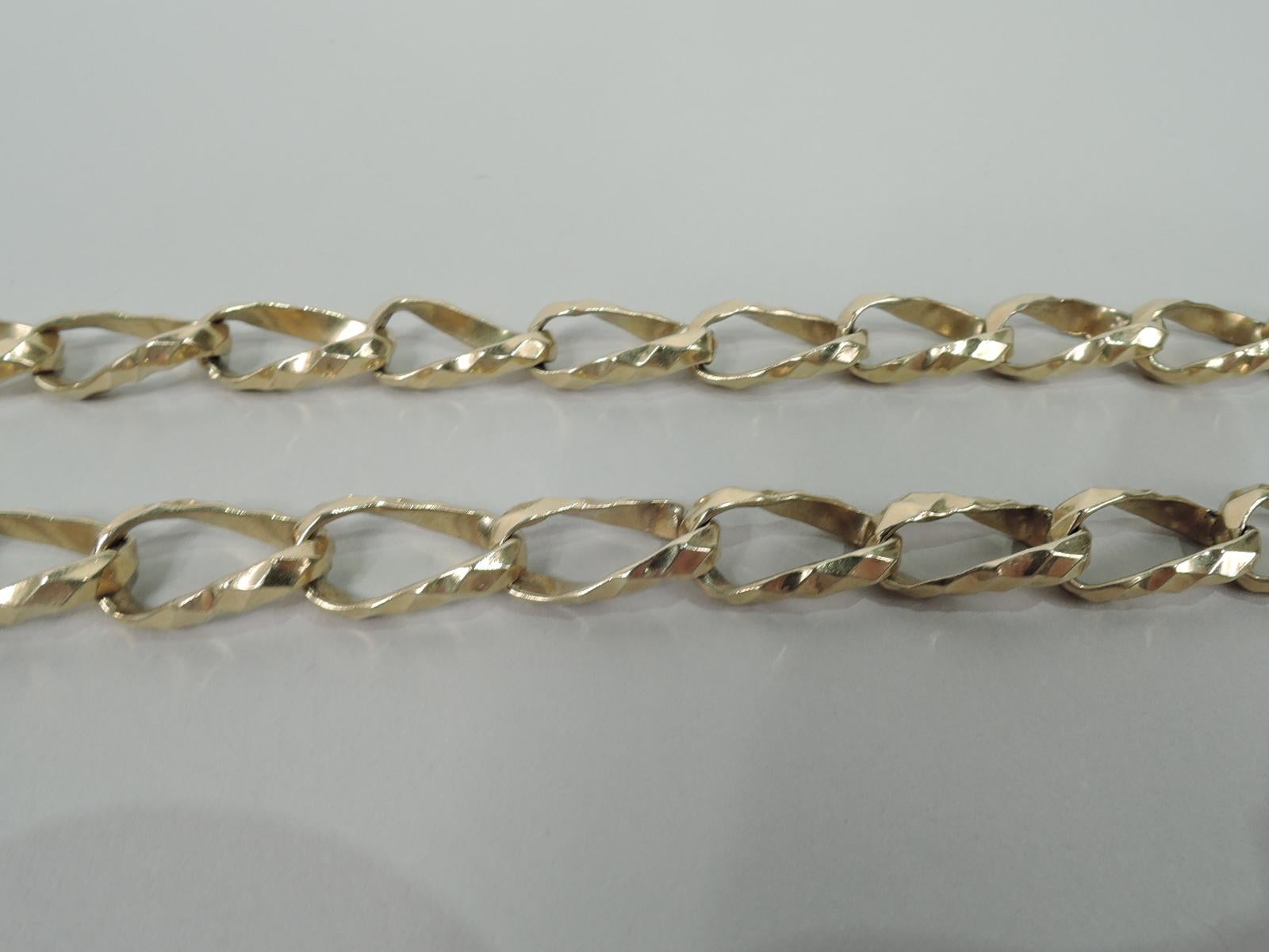 Außergewöhnliche amerikanische moderne 14K Gold Kette Halskette mit ovalen Gliedern im Zustand „Hervorragend“ im Angebot in New York, NY