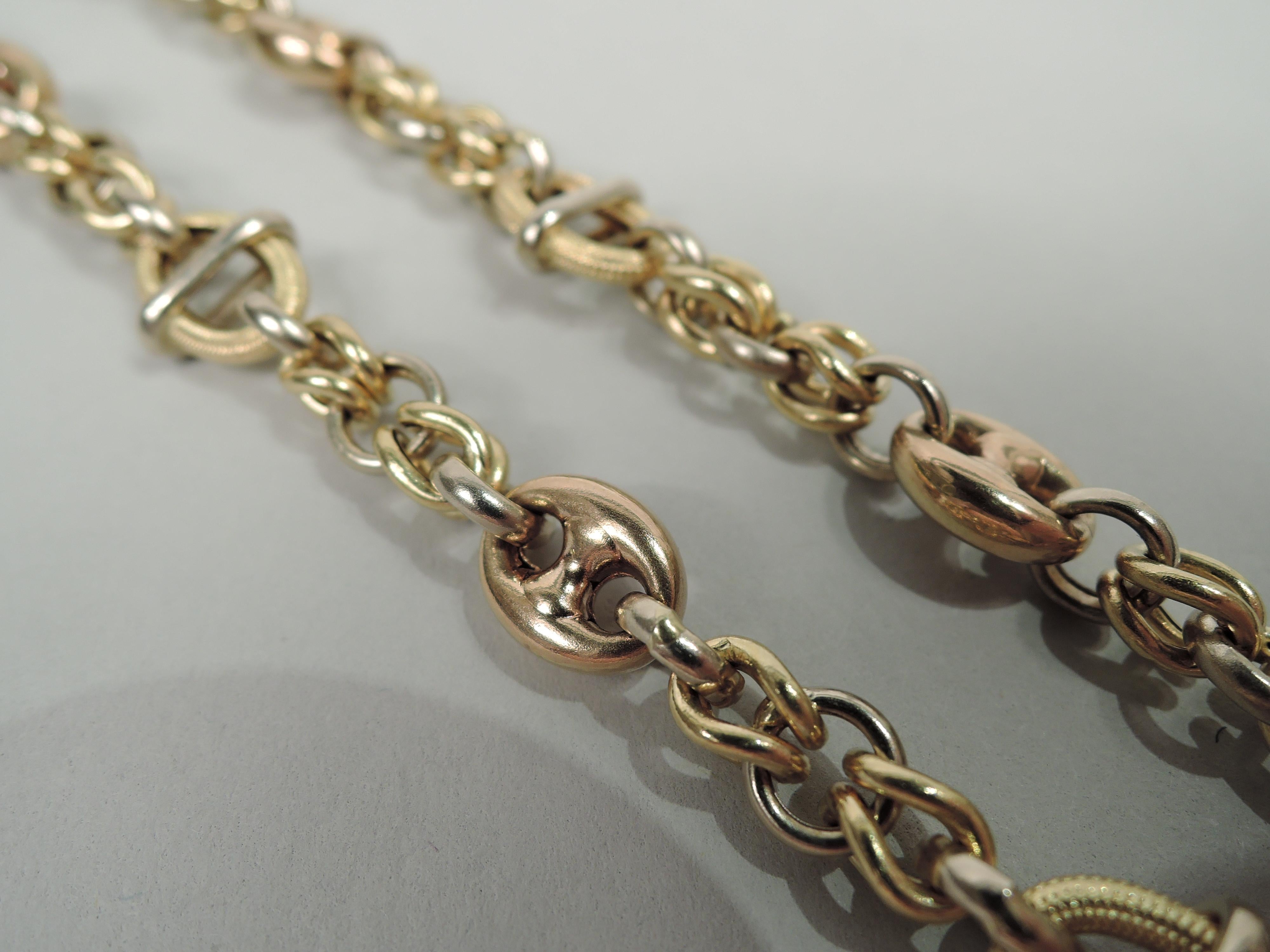 Unusual American Modern 18k Yellow & Rose Gold Chain In Good Condition For Sale In New York, NY