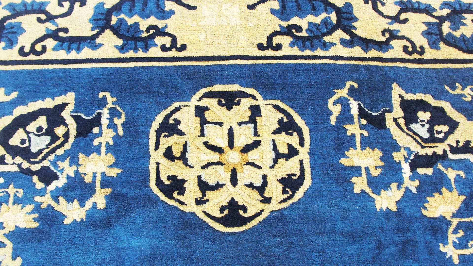20th Century  Antique Art Deco Chinese Peking Dragon Carpet For Sale