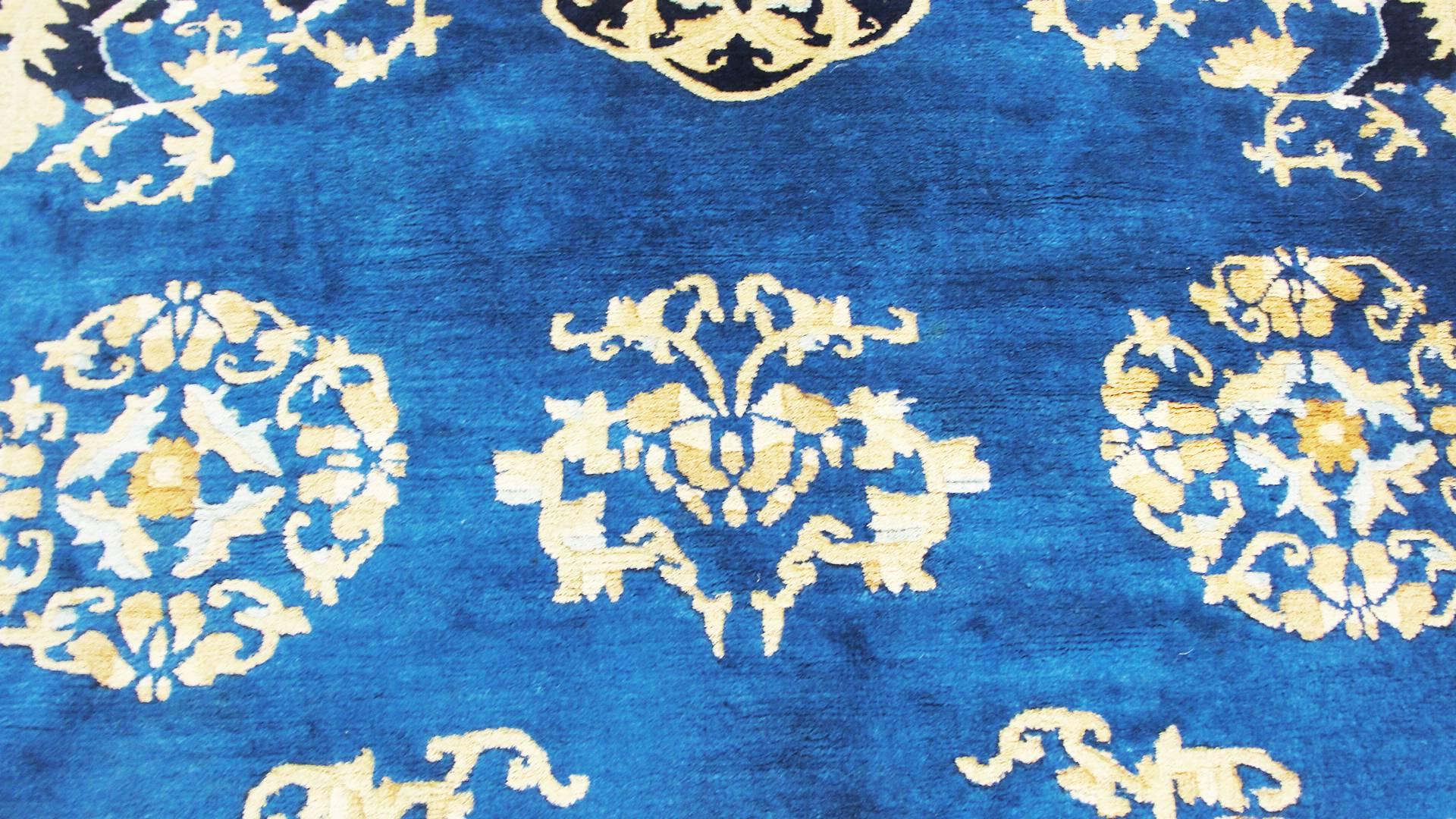 Wool  Antique Art Deco Chinese Peking Dragon Carpet For Sale