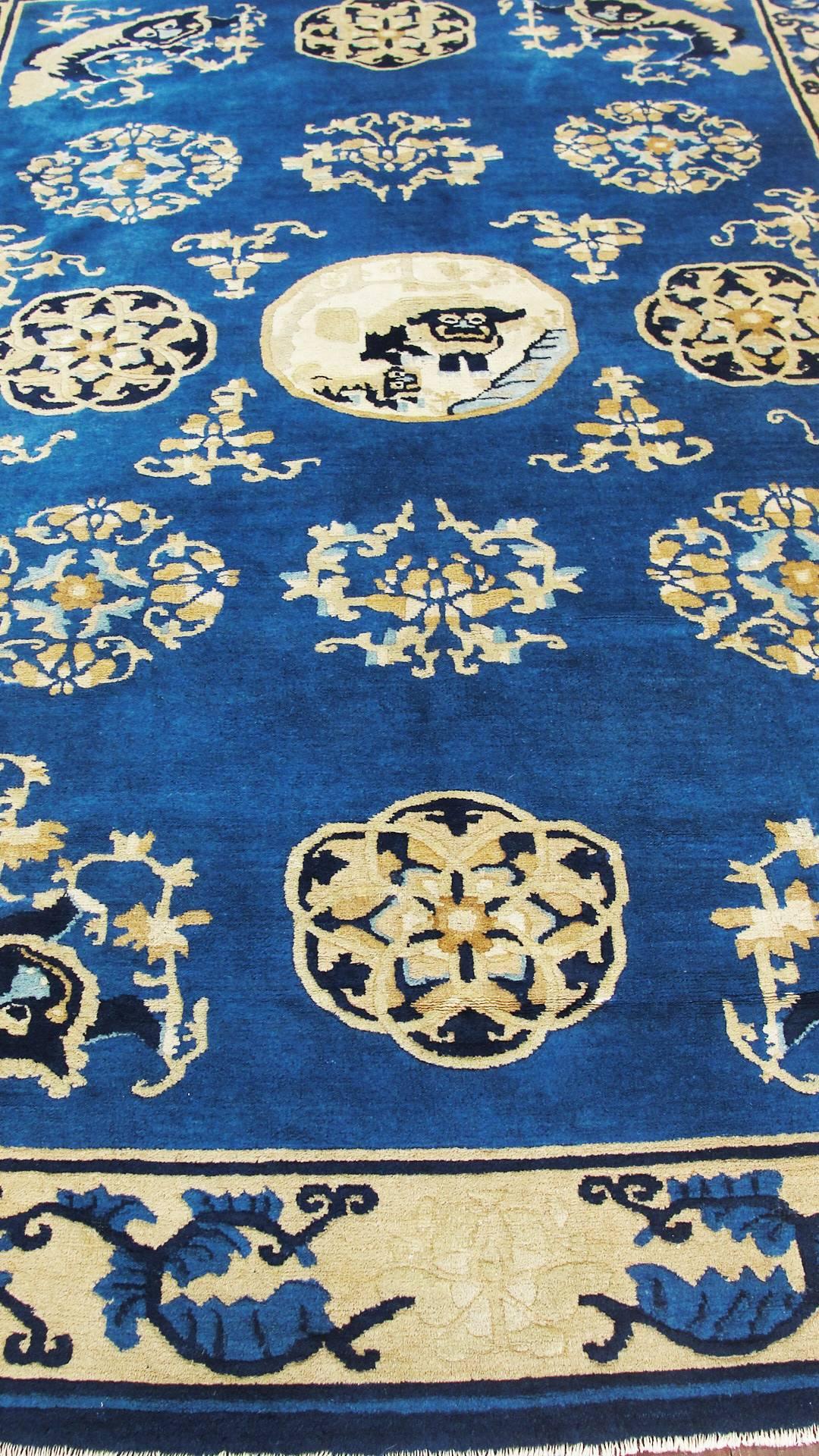  Antique Art Deco Chinese Peking Dragon Carpet For Sale 3