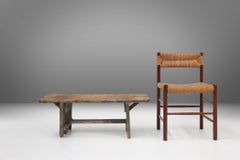 Banc original et charmant en bois gris, France, vers 1890
