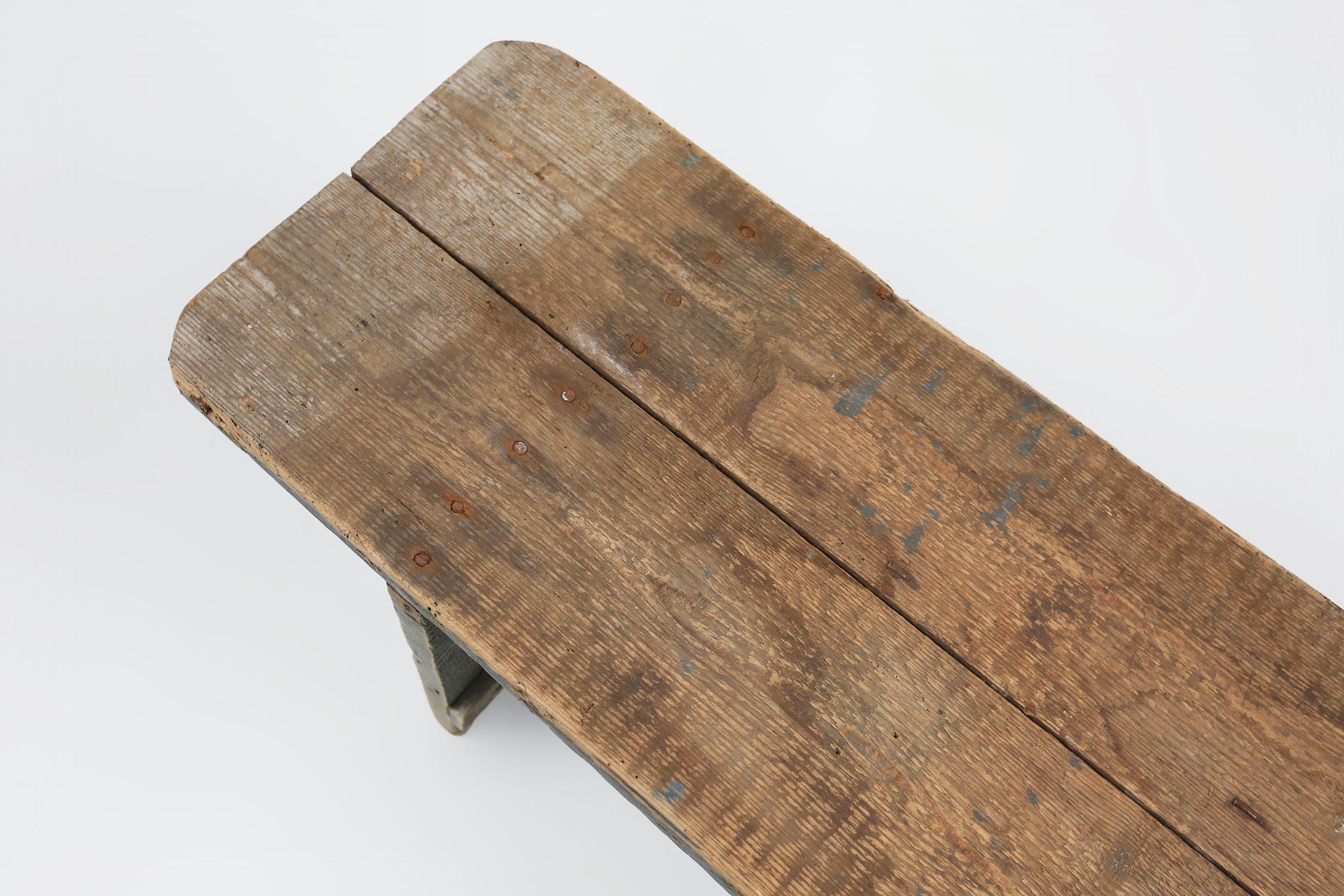 Late 19th Century Unusual and charming grey wooden bench, France ca 1890 For Sale
