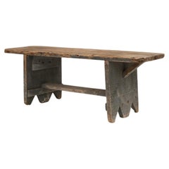 Antique Unusual and charming grey wooden bench, France ca 1890
