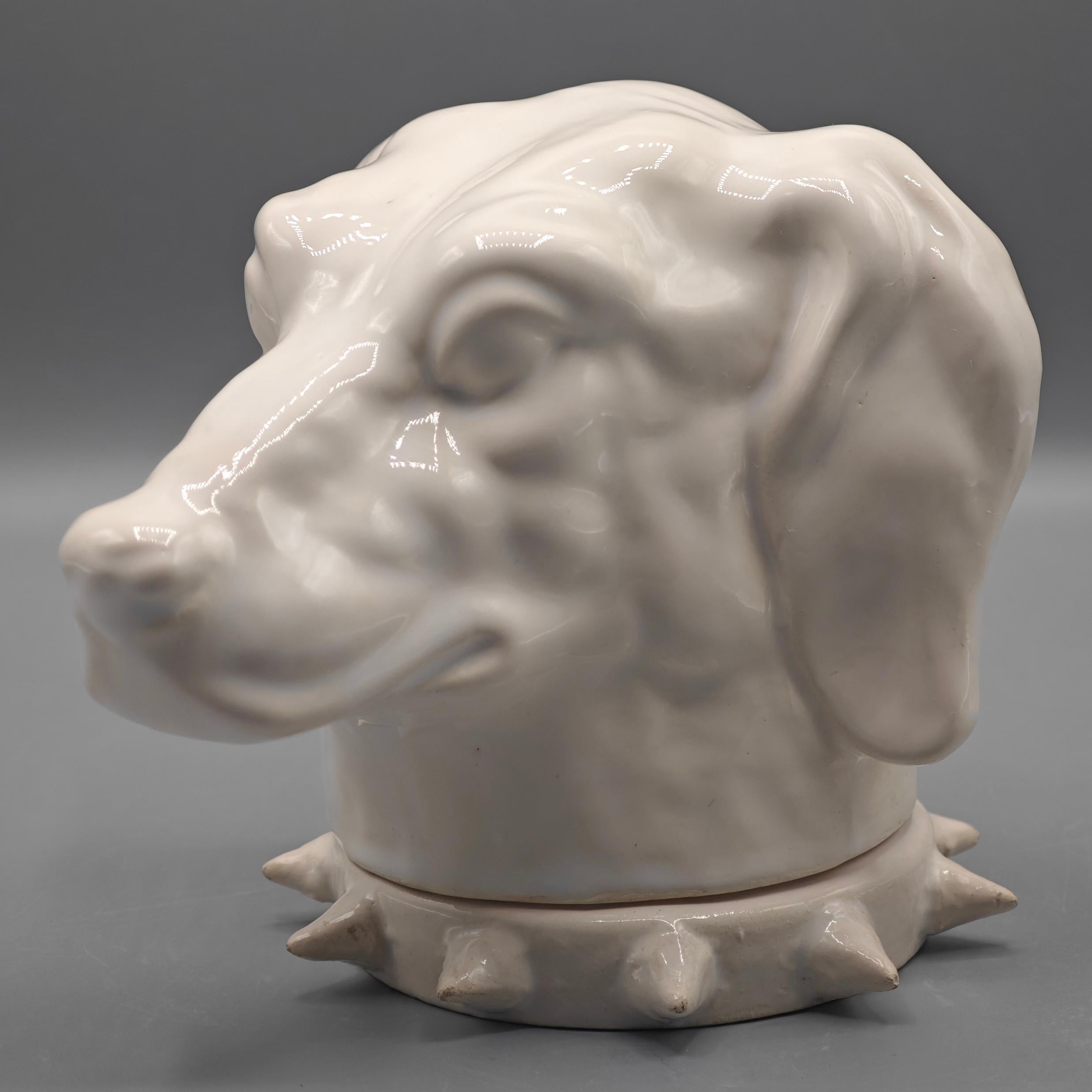 French Unusual and decorative Dog ceramic box , by Jean Roger For Sale