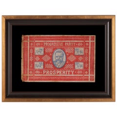 Antique Unusual and Graphic Kerchief Style Parade Flag from Roosevelt's 1912 Campaign