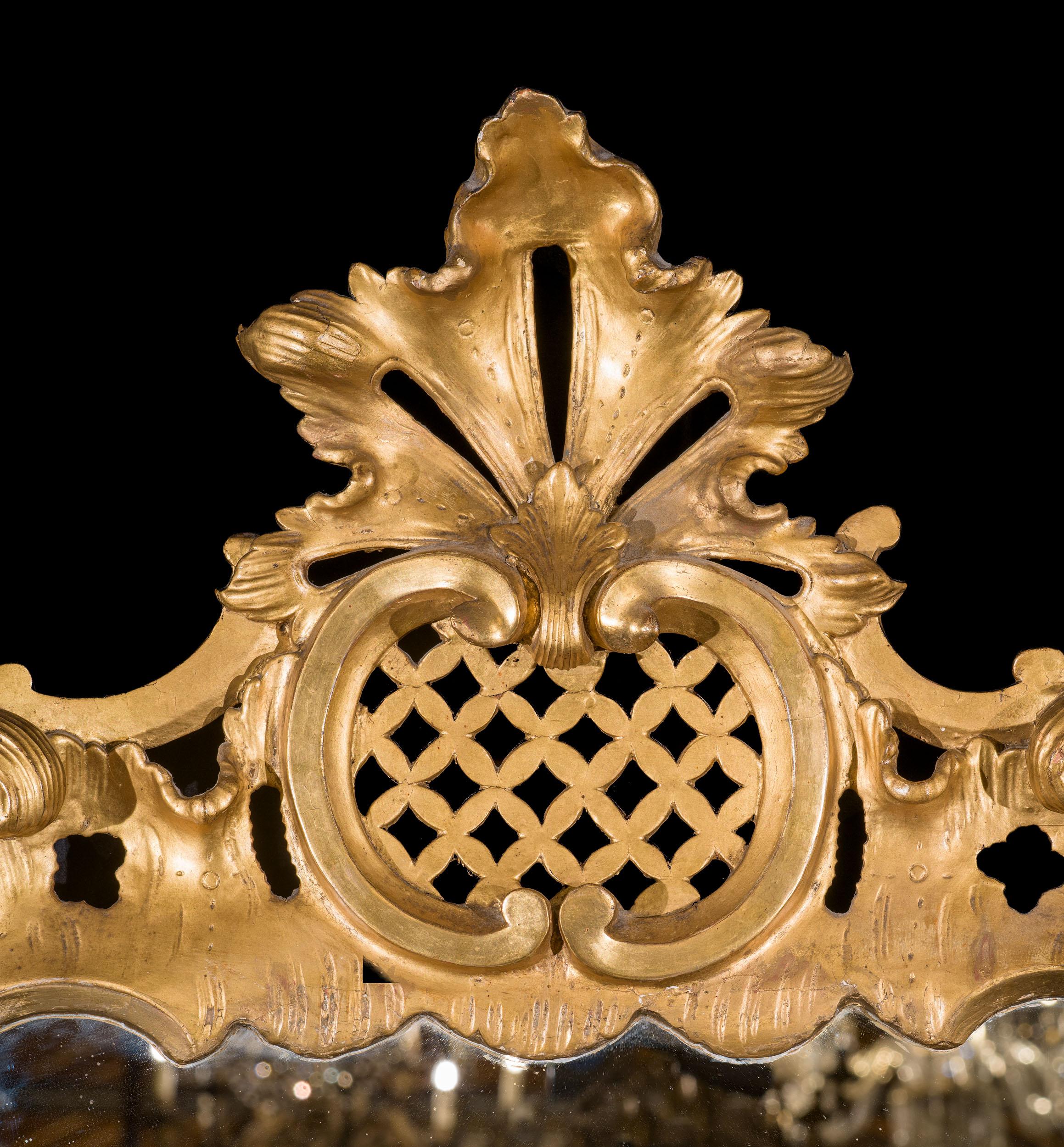 English Unusual and Large George III Rococo Mirror For Sale