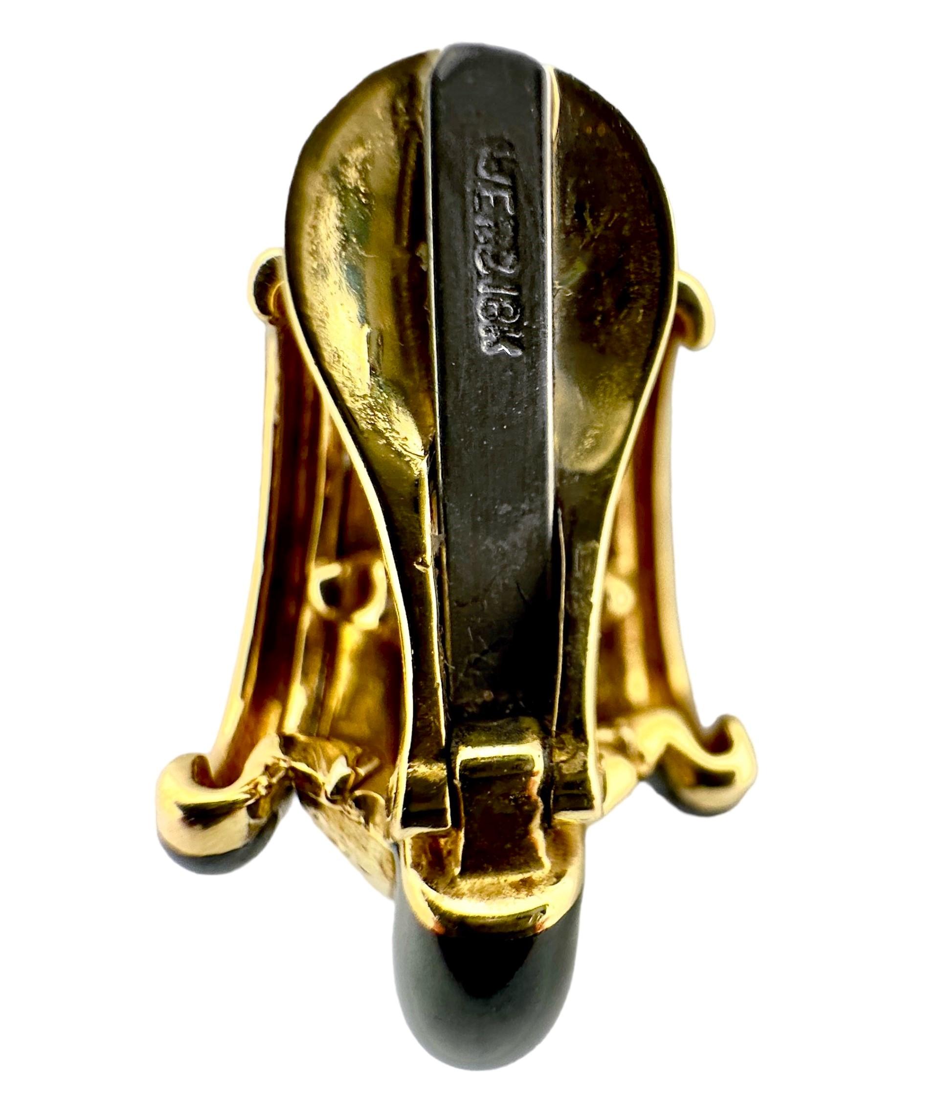 Boucles d'oreilles inhabituelles et exceptionnelles en or 18 carats et émail noir de David Webb Bon état - En vente à Palm Beach, FL