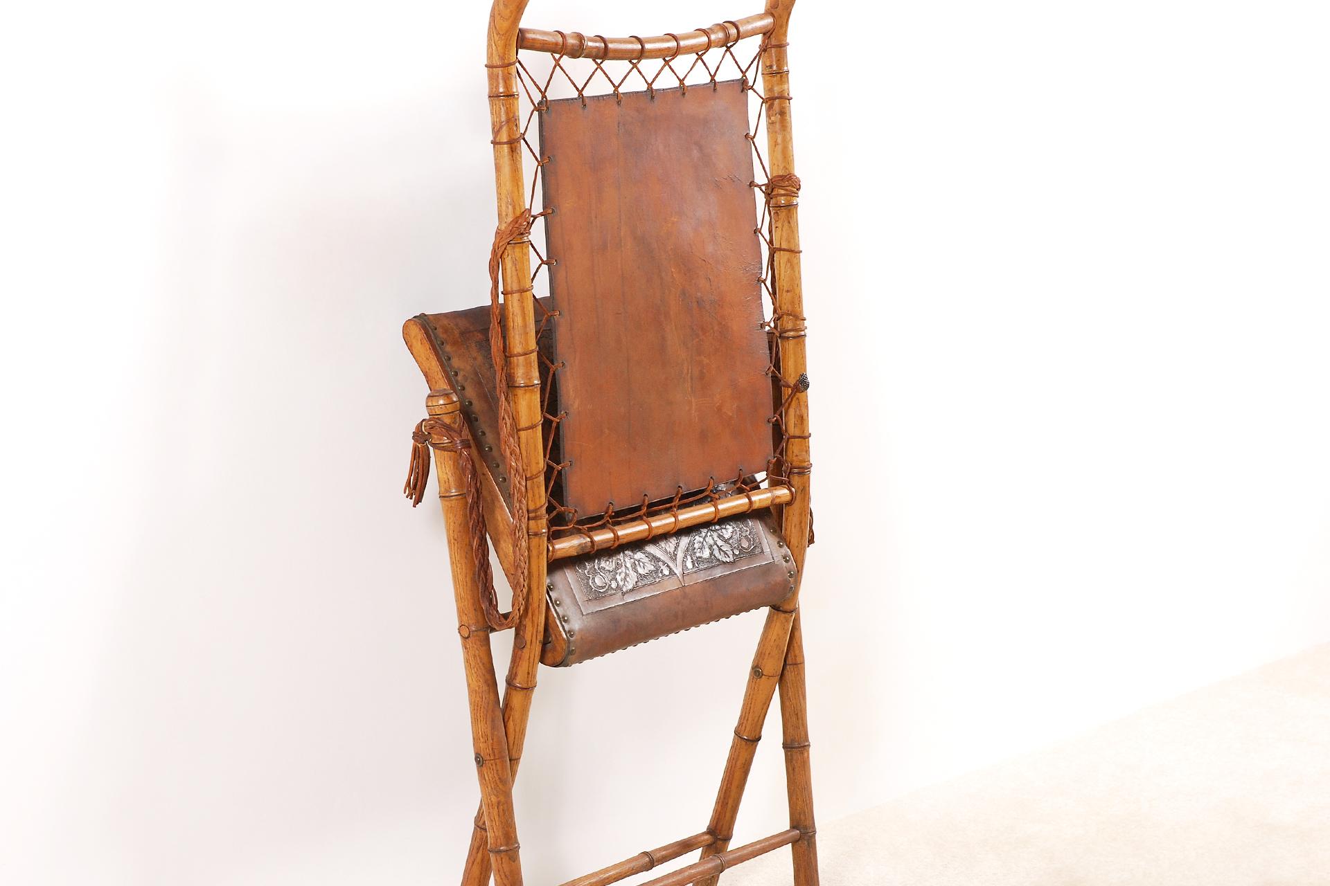 Unusual and Rare Folding Campaign Chair, France, 19th Century 5