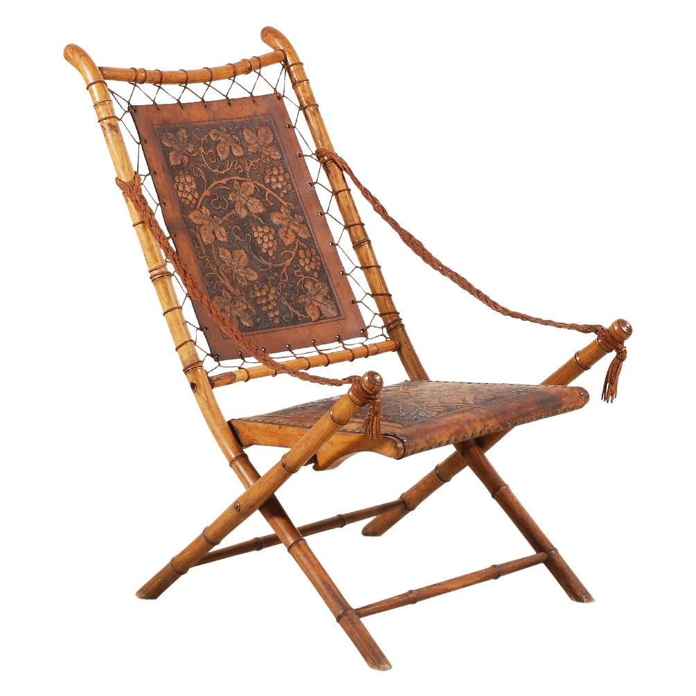 Unusual and Rare Folding Campaign Chair, France, 19th Century