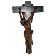 Unusual and truly Incredible Hand carved wood Crucifix c 1930's