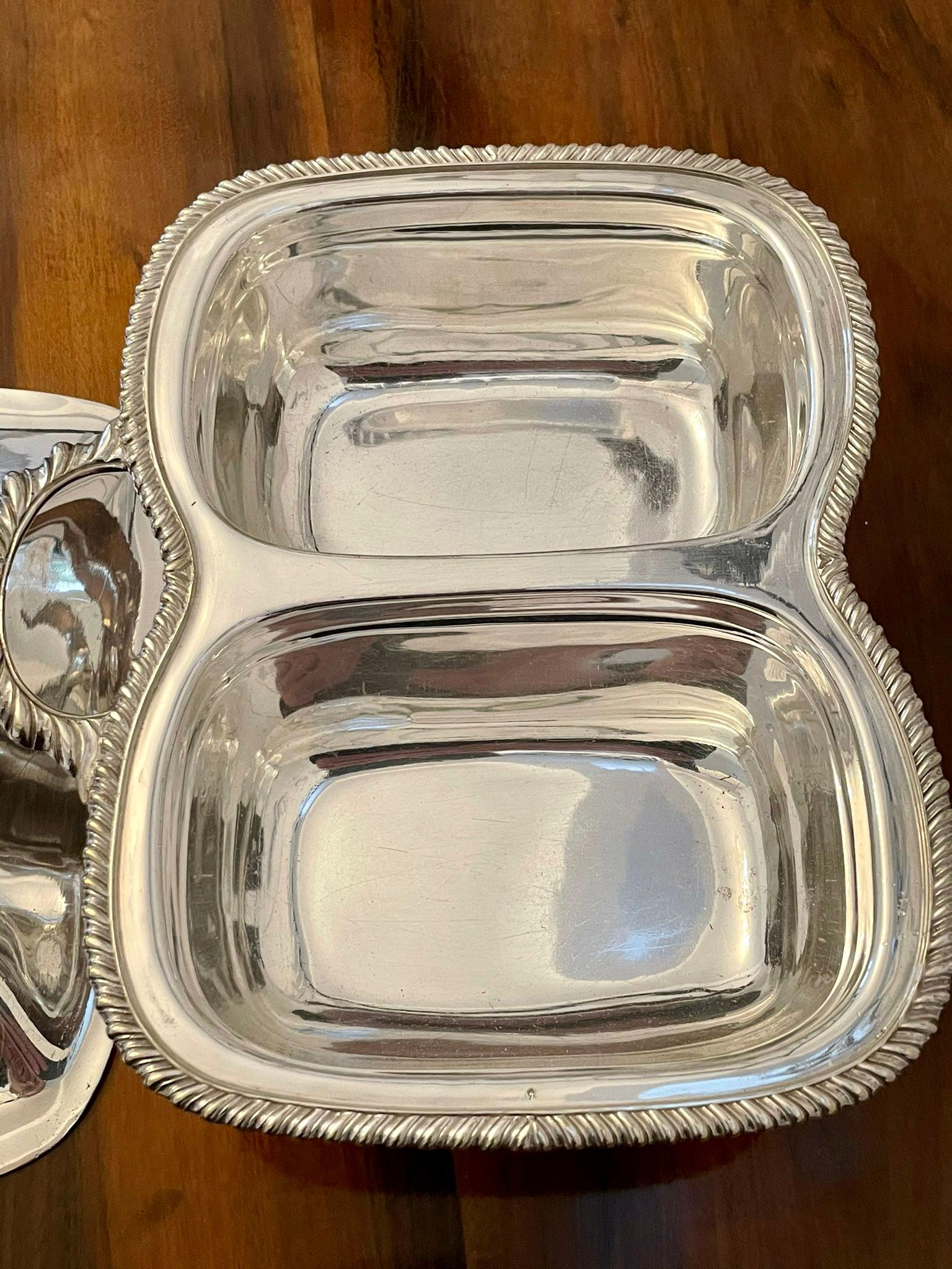 Unusual Antique Victorian Quality Silver Plated Double Serving Dish In Good Condition In Suffolk, GB