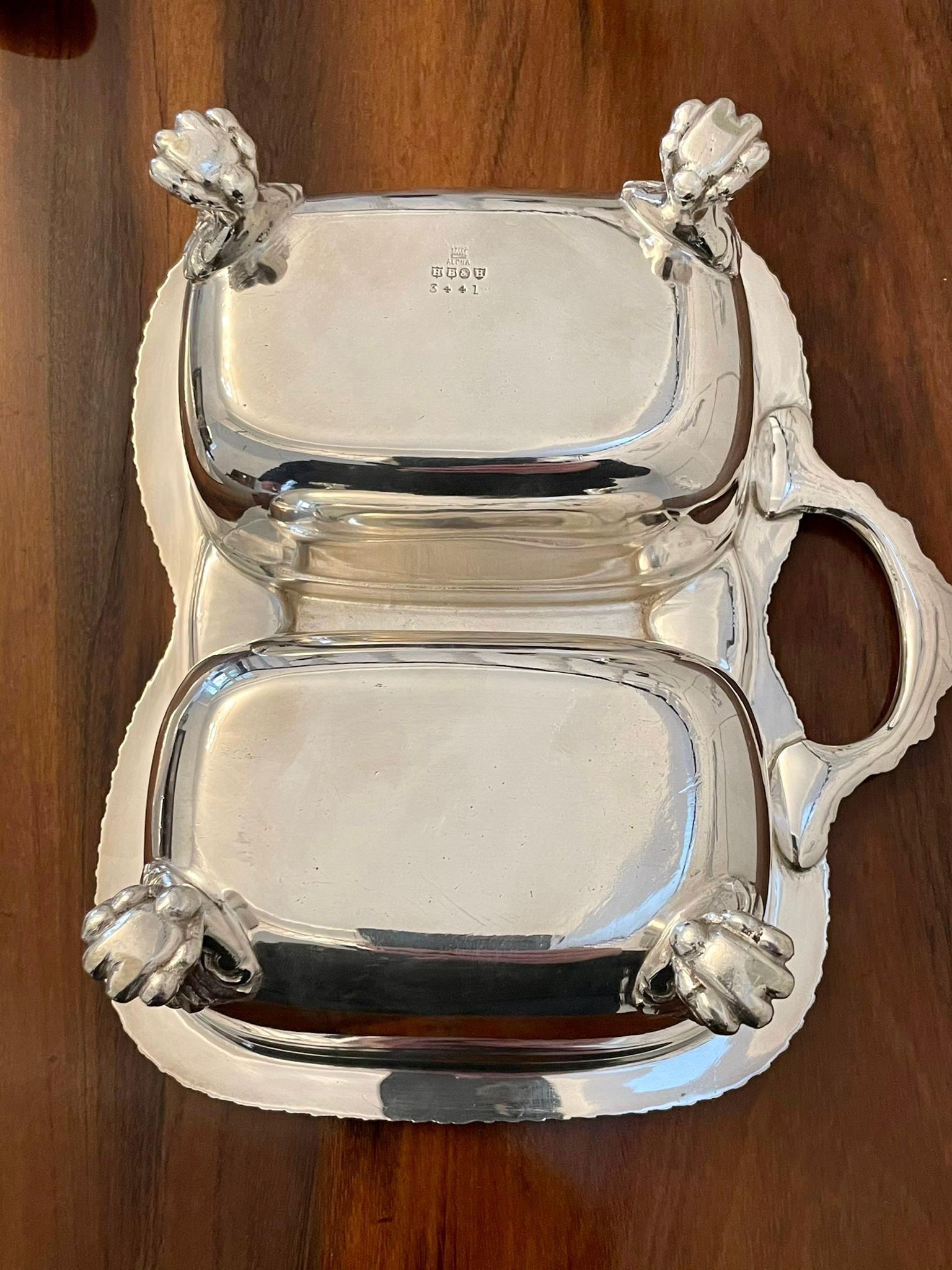 Late 19th Century Unusual Antique Victorian Quality Silver Plated Double Serving Dish