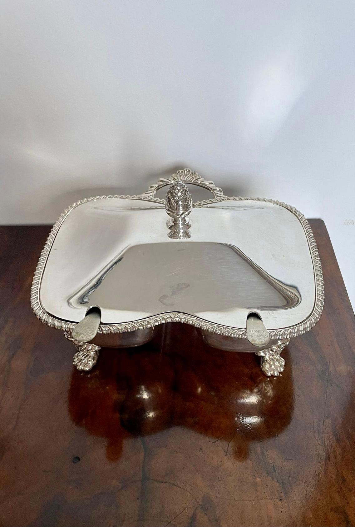 Unusual Antique Victorian Quality Silver Plated Double Serving Dish 2
