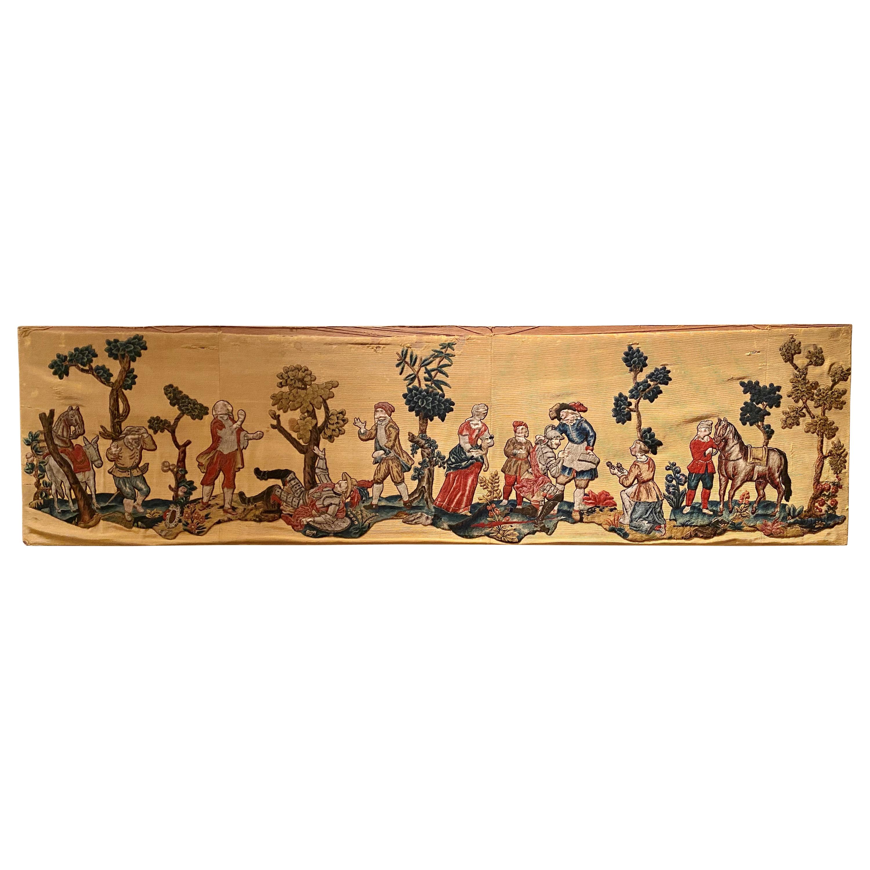 Unusual Antique 18th Century Flemish Needlework Tapestry