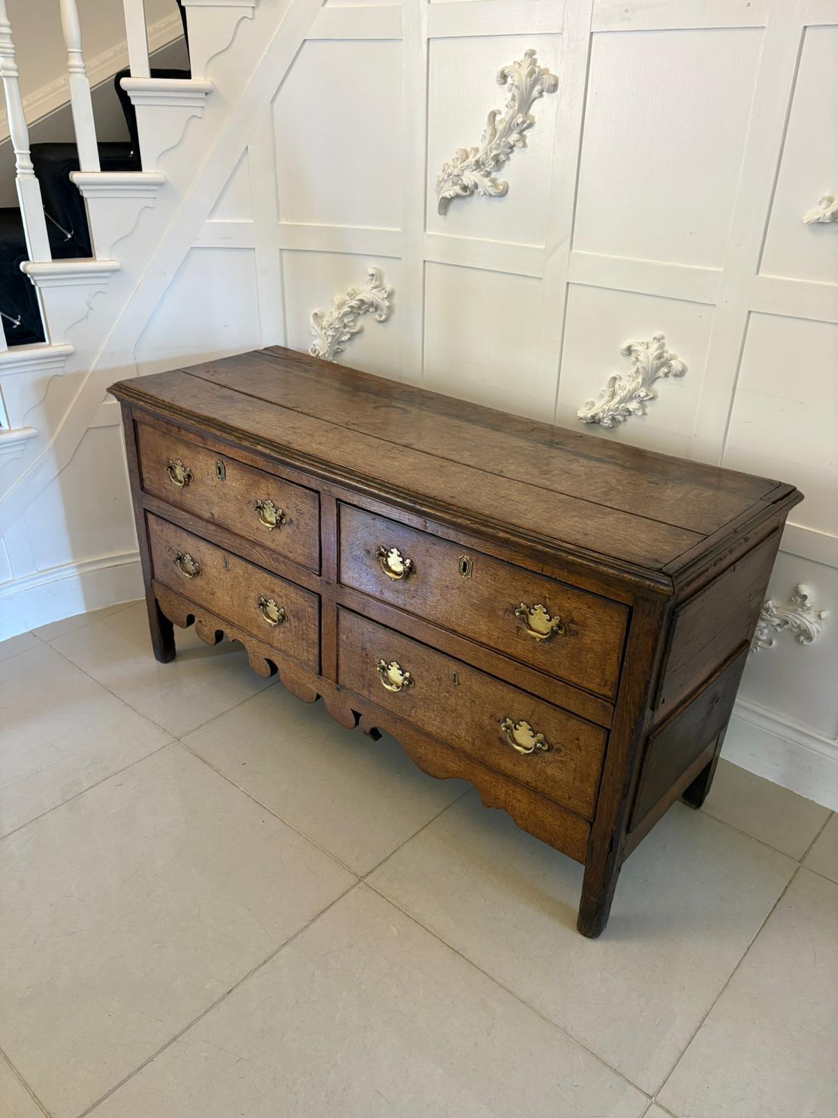 Unusual Antique 18th Century Quality Oak Dresser Base For Sale 4