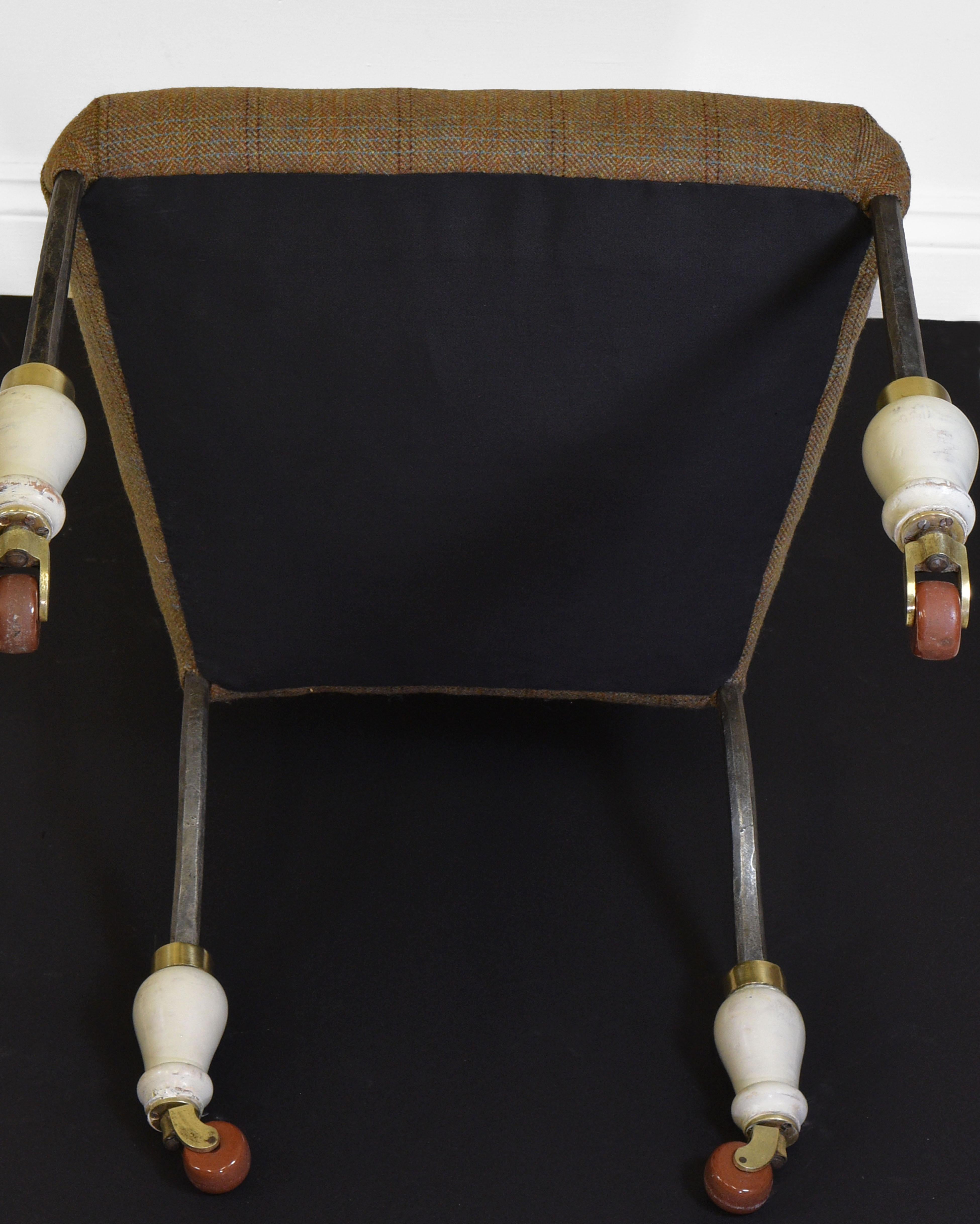 Unusual Antique 19th Century Steel & Tweed Side Chair For Sale 3