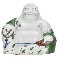 Unusual Antique Qing Chinese Porcelain Laughing Buddha Sancai Glazed c1920 