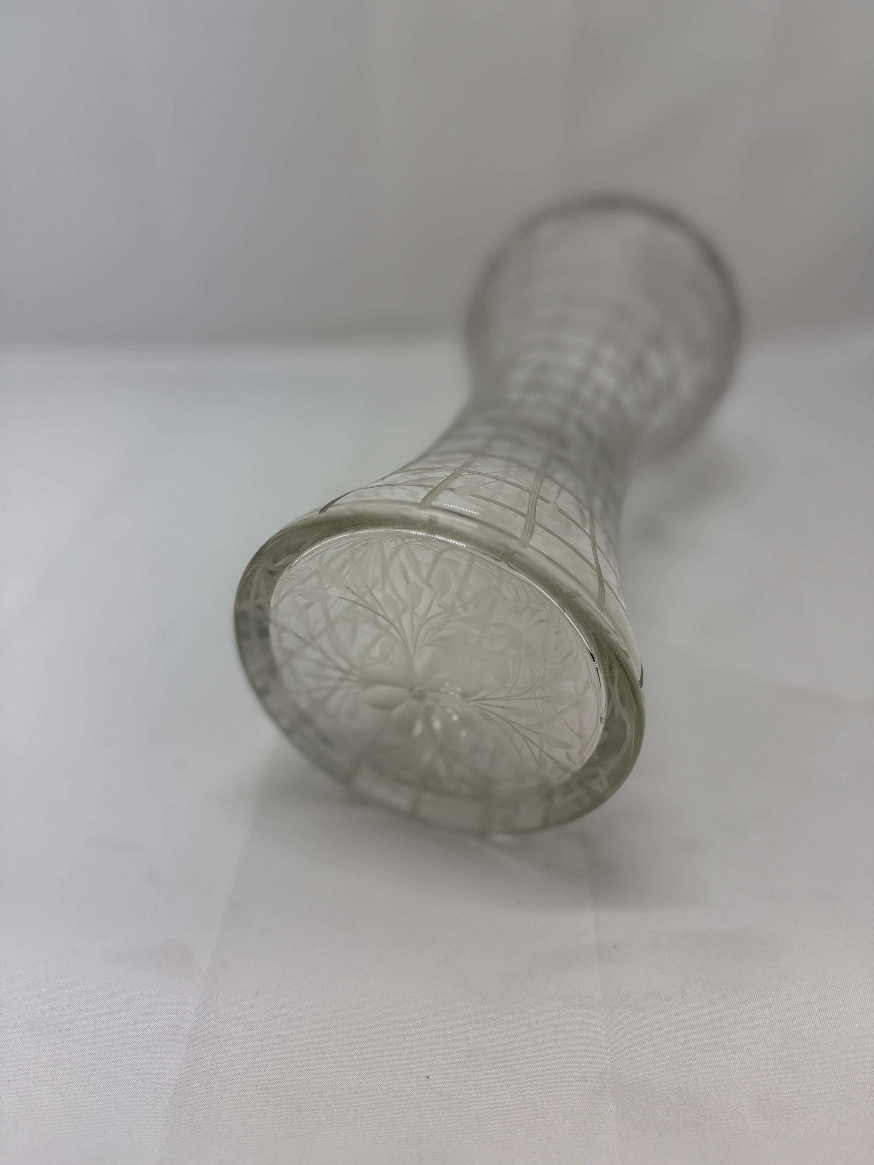 Unusual Antique American Intaglio Cut Glass Panel & Floral Vase 1