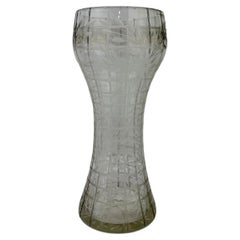 Unusual Antique American Intaglio Cut Glass Panel & Floral Vase