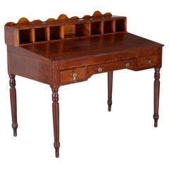 Unusual Antique American Sheraton Clerk's Desk with Gallery