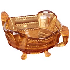 Unusual Antique Art-Deco Amber Glass Bowl