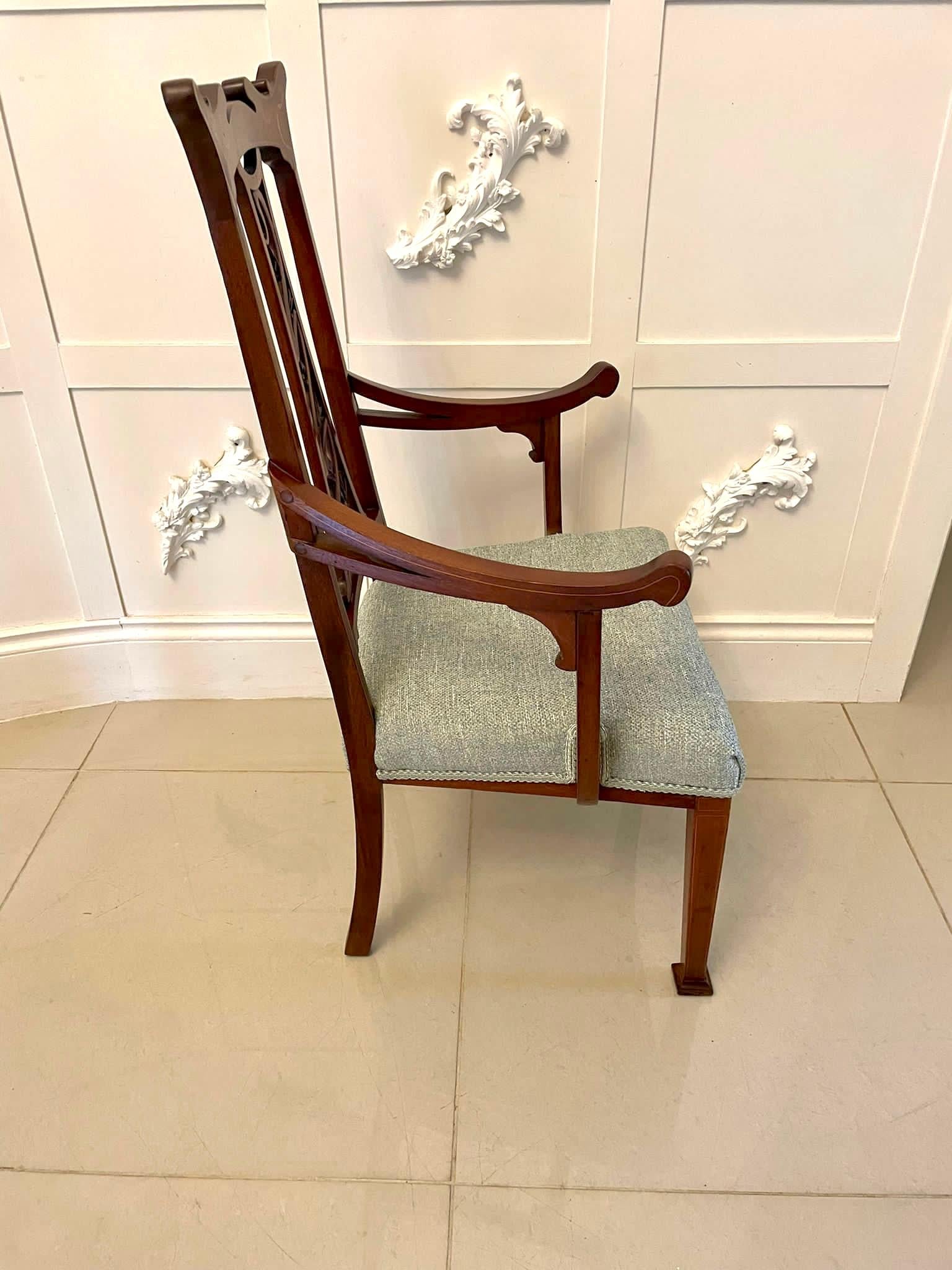 Unusual Antique Art Nouveau Quality Mahogany Inlaid Child’s Chair For Sale 5