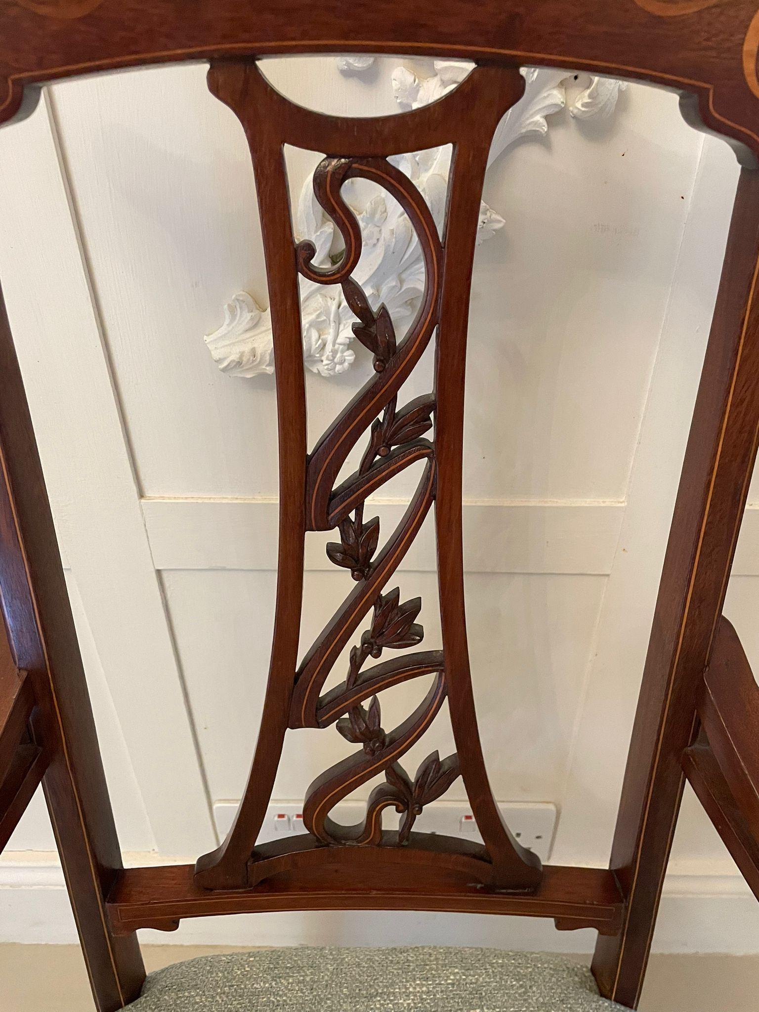 Unusual Antique Art Nouveau Quality Mahogany Inlaid Child’s Chair In Good Condition For Sale In Suffolk, GB