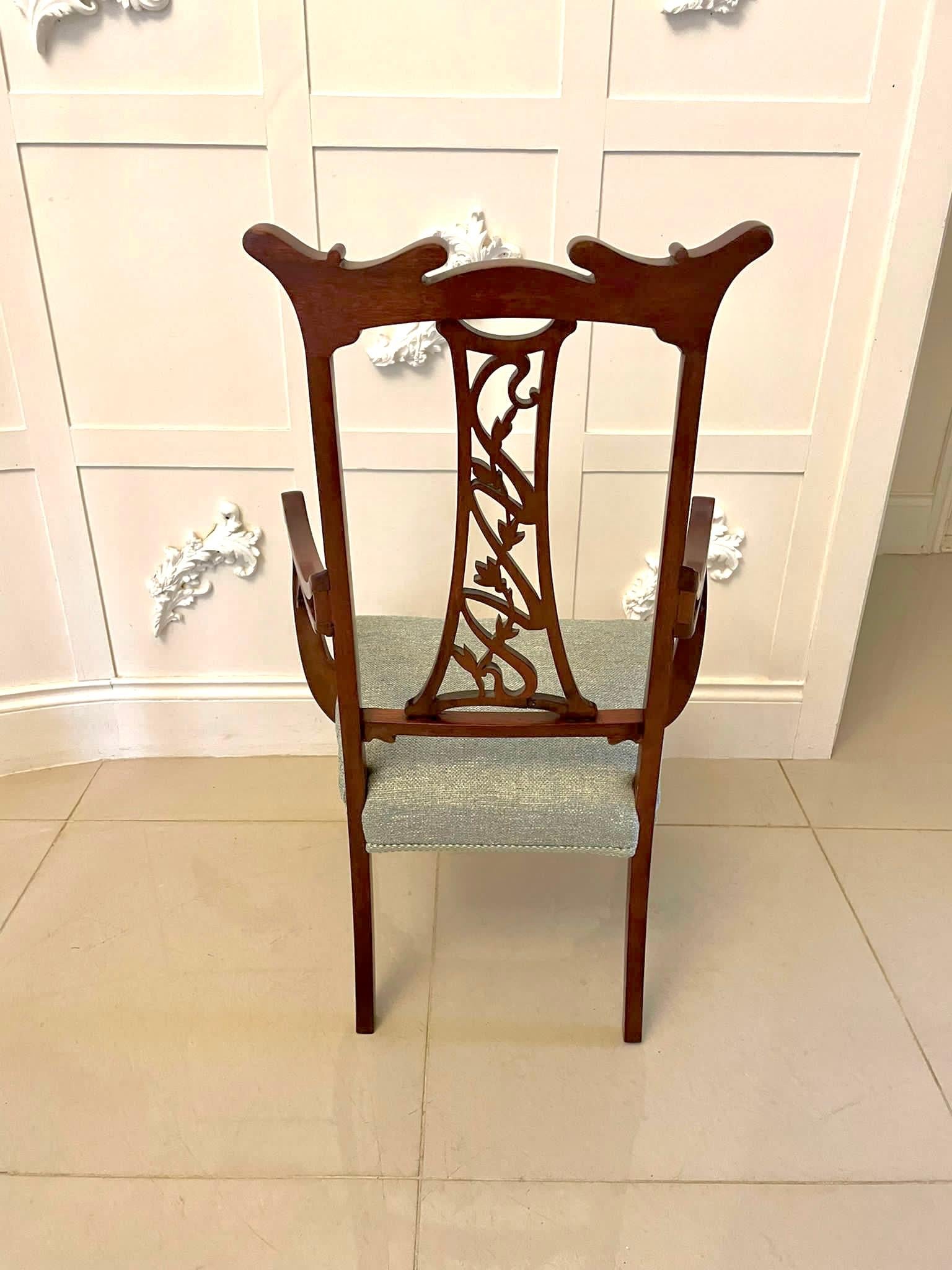 Unusual Antique Art Nouveau Quality Mahogany Inlaid Child’s Chair For Sale 2