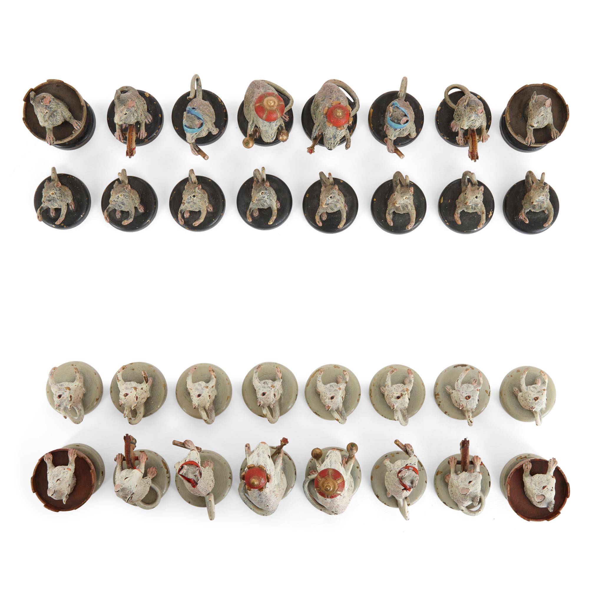 taxidermied mice chess set