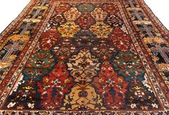 Vivid Early 20th Century Bakhtiari Carpet, Hand-Woven Wool, Iran, 1900