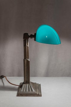 Unusual Antique Banker's Lamp w/ Green Shade, by Eagle Co. ca. 1920's