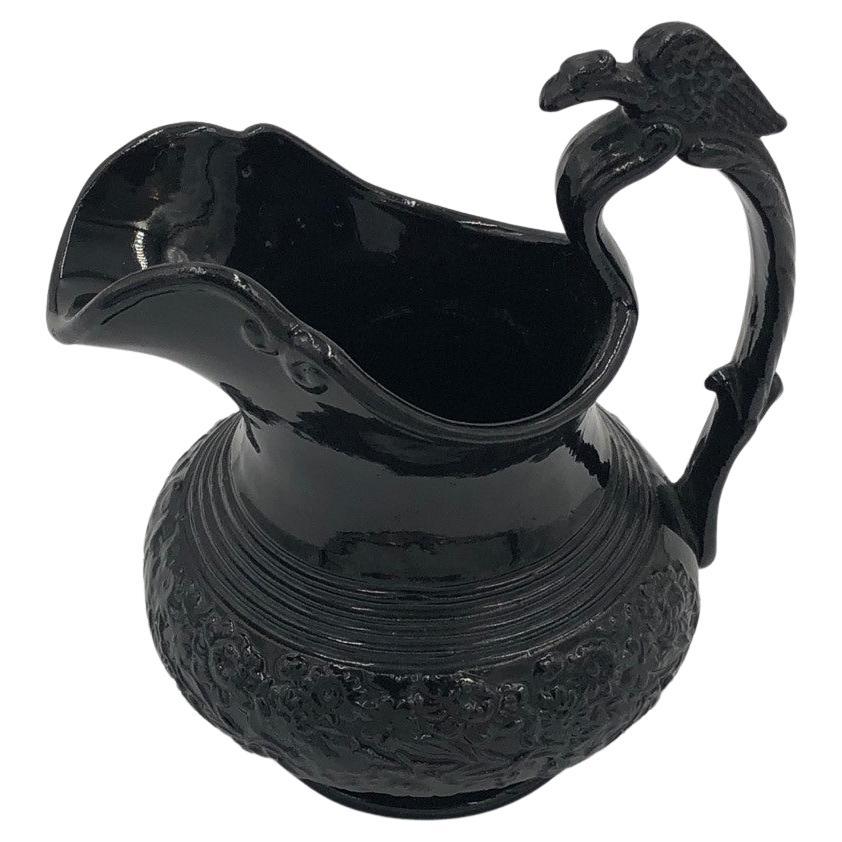 Unusual Antique Black Basalt Pottery Milk Jug