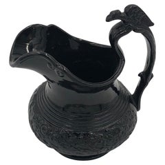 Unusual Antique Black Basalt Pottery Milk Jug