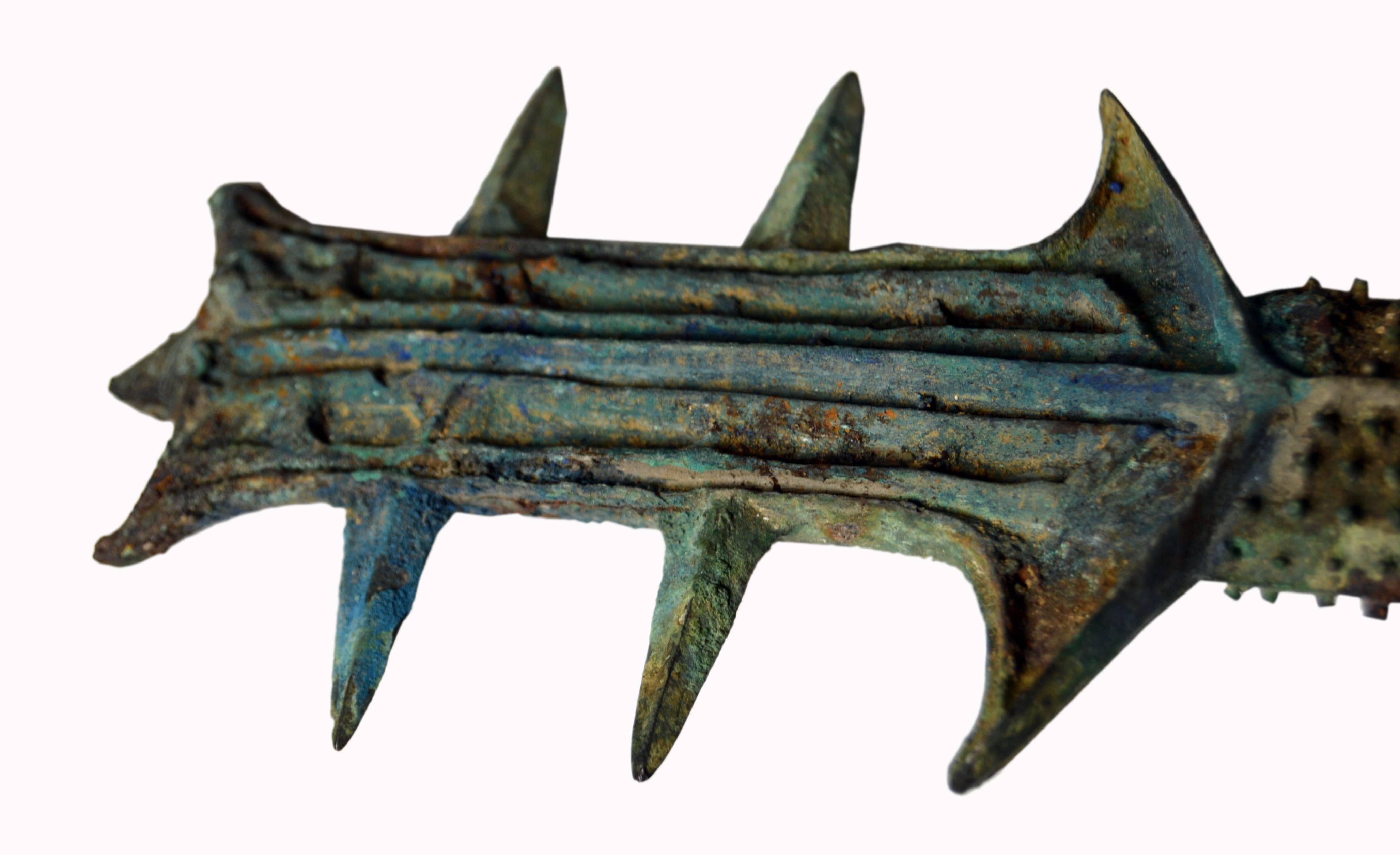 Unusual Chinese Bronze Sword Grip 2