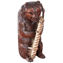 Unusual Antique Carved Black Forest Bear