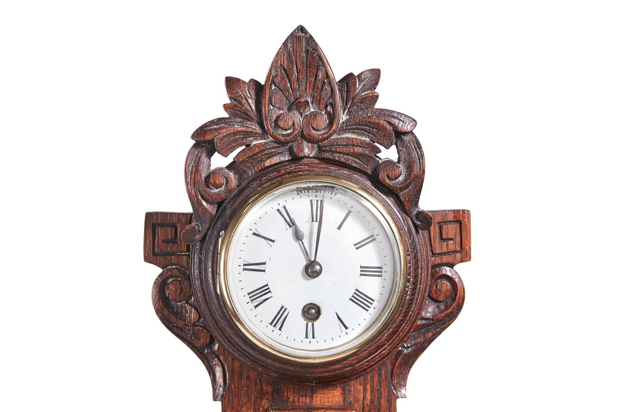 Unusual Antique Carved Oak Barometer 1