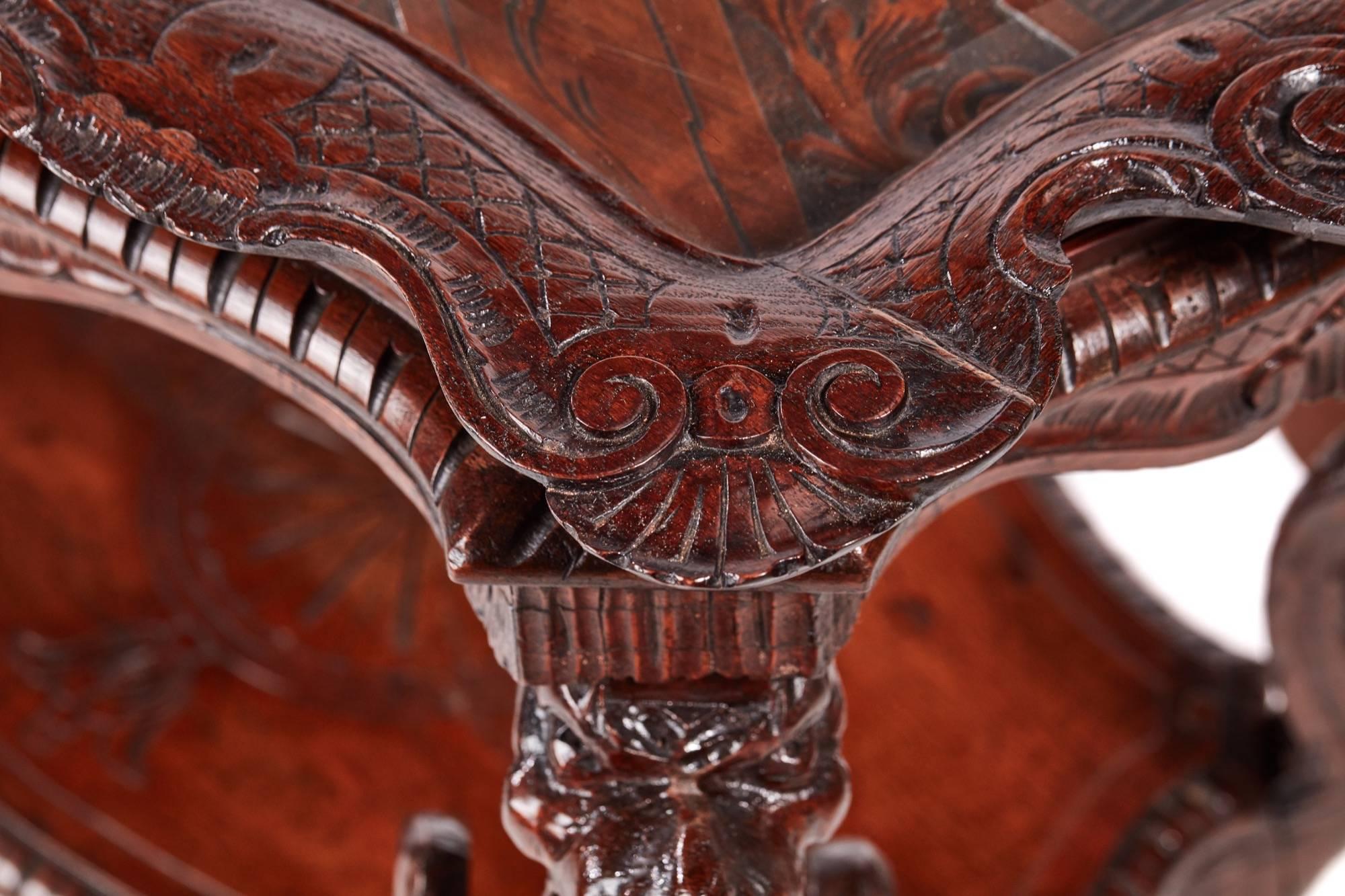 Unusual Antique Carved Oak Italian Centre Table In Excellent Condition For Sale In Stutton, GB