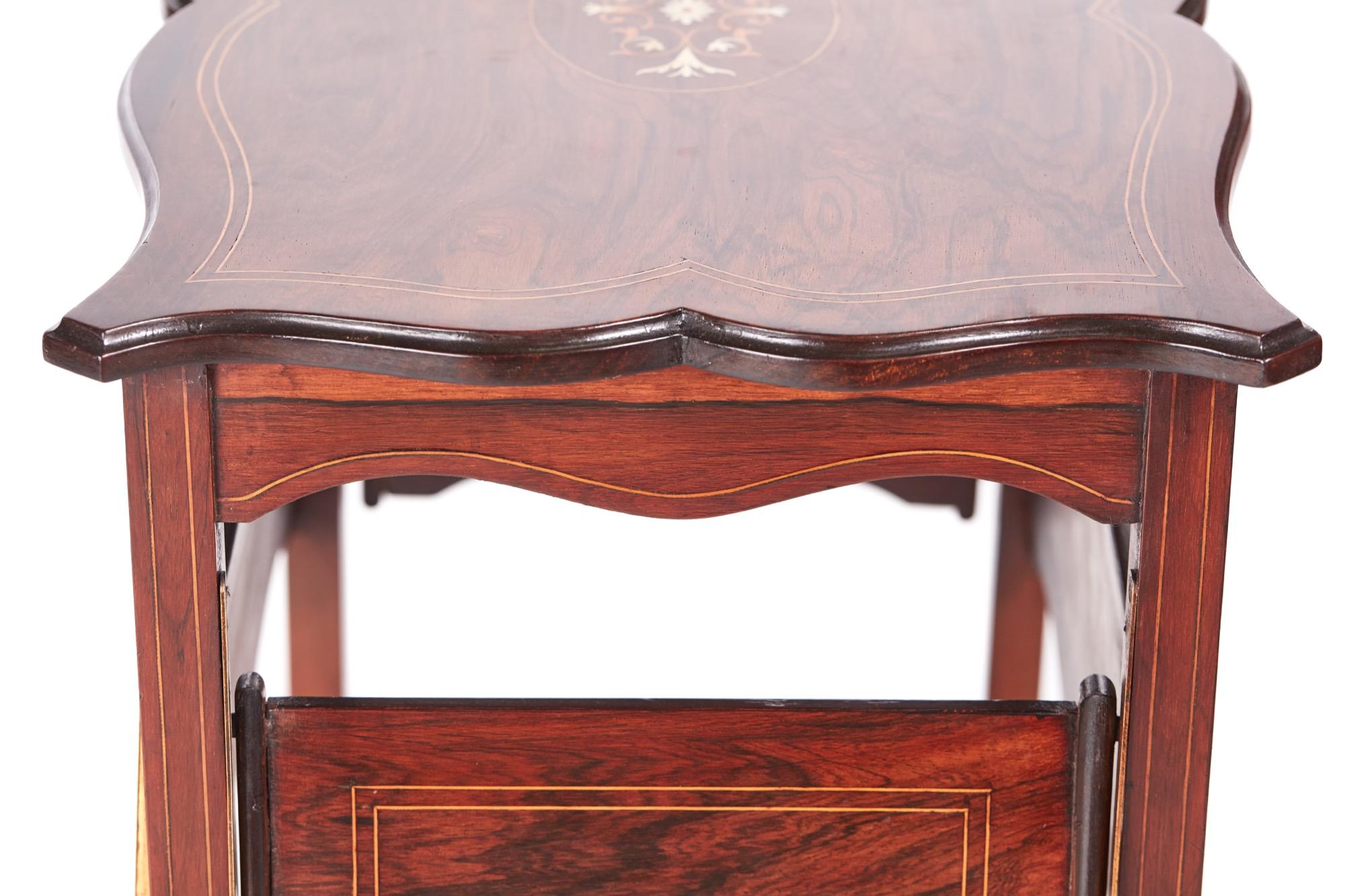 Ungewöhnlicher antiker edwardianischer Hartholz-Mitteltisch mit Intarsien im Angebot 4