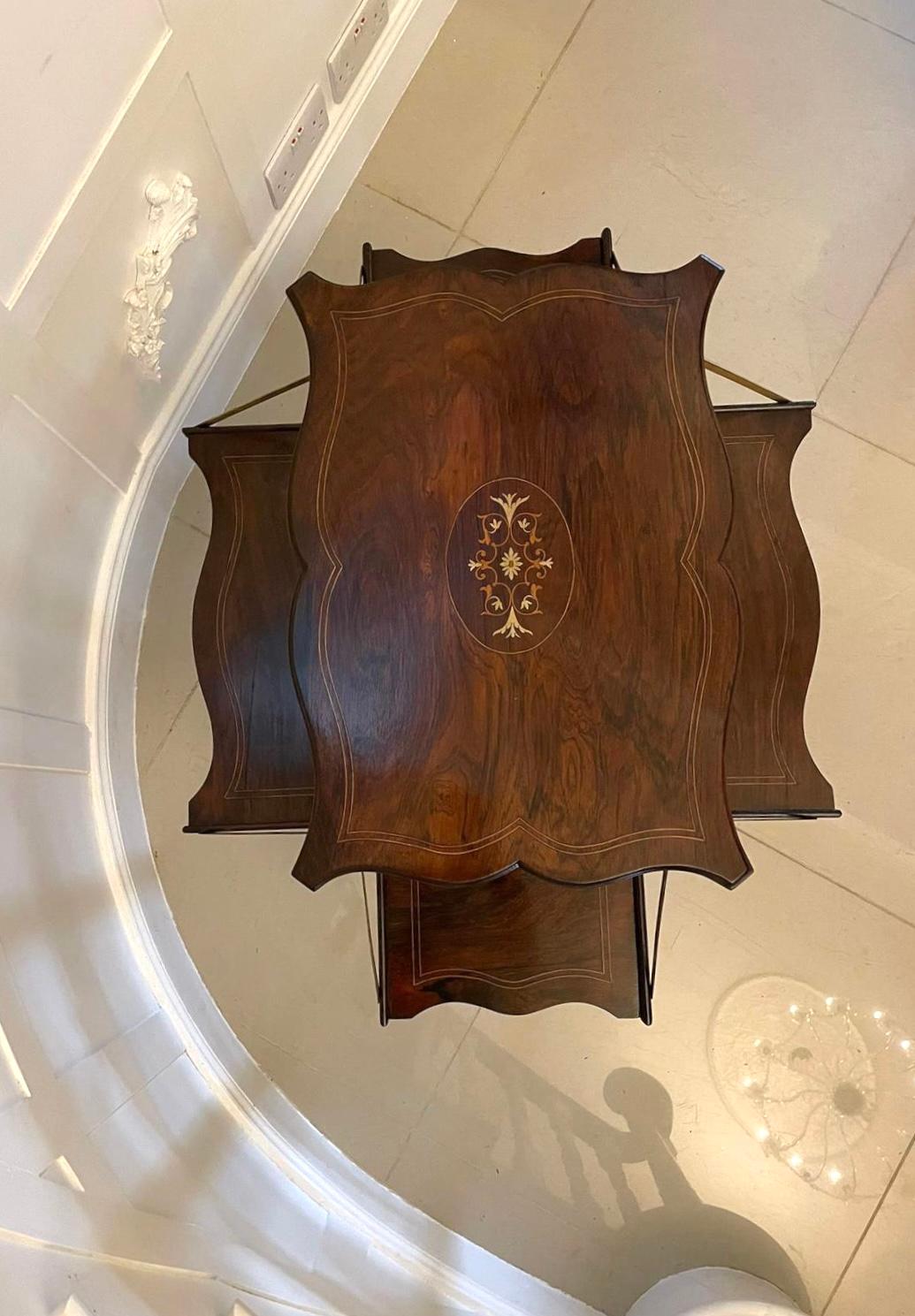 Ungewöhnlicher antiker edwardianischer Tisch mit Intarsien aus Palisanderholz  im Angebot 5